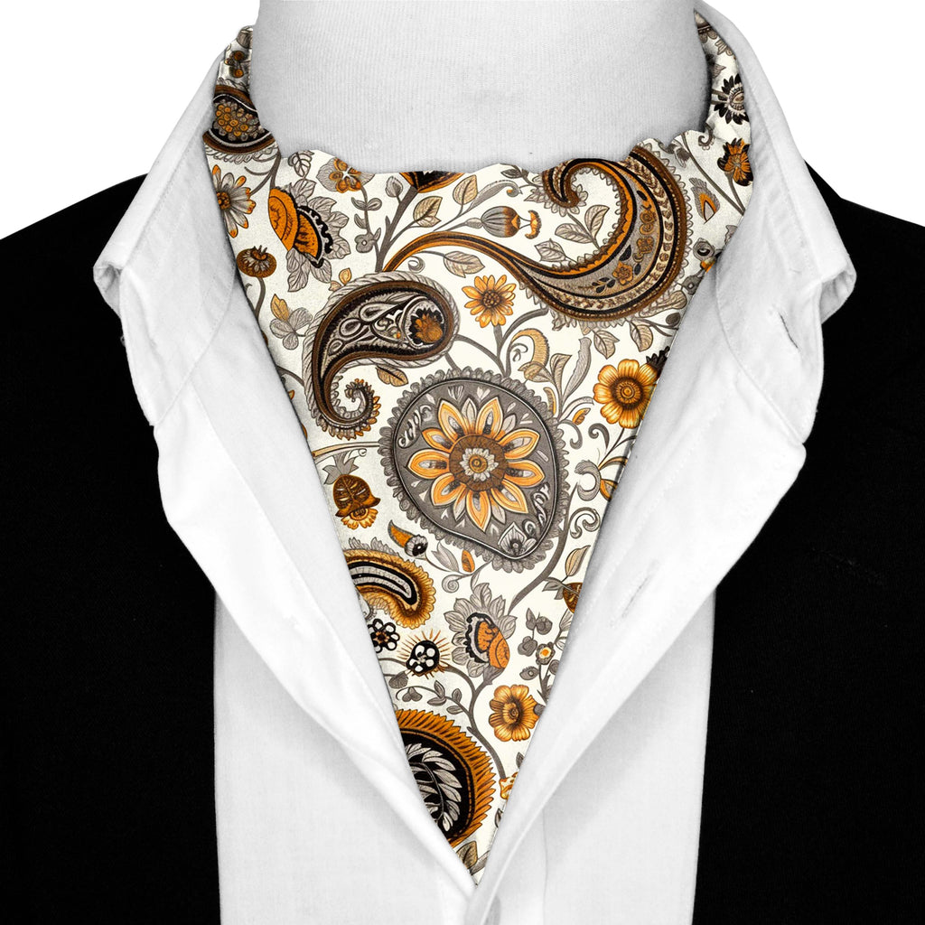 A DITSY PAISLEY SILK ASCOT AND POCKET SQUARE SET – PREMIUM COLLECTION