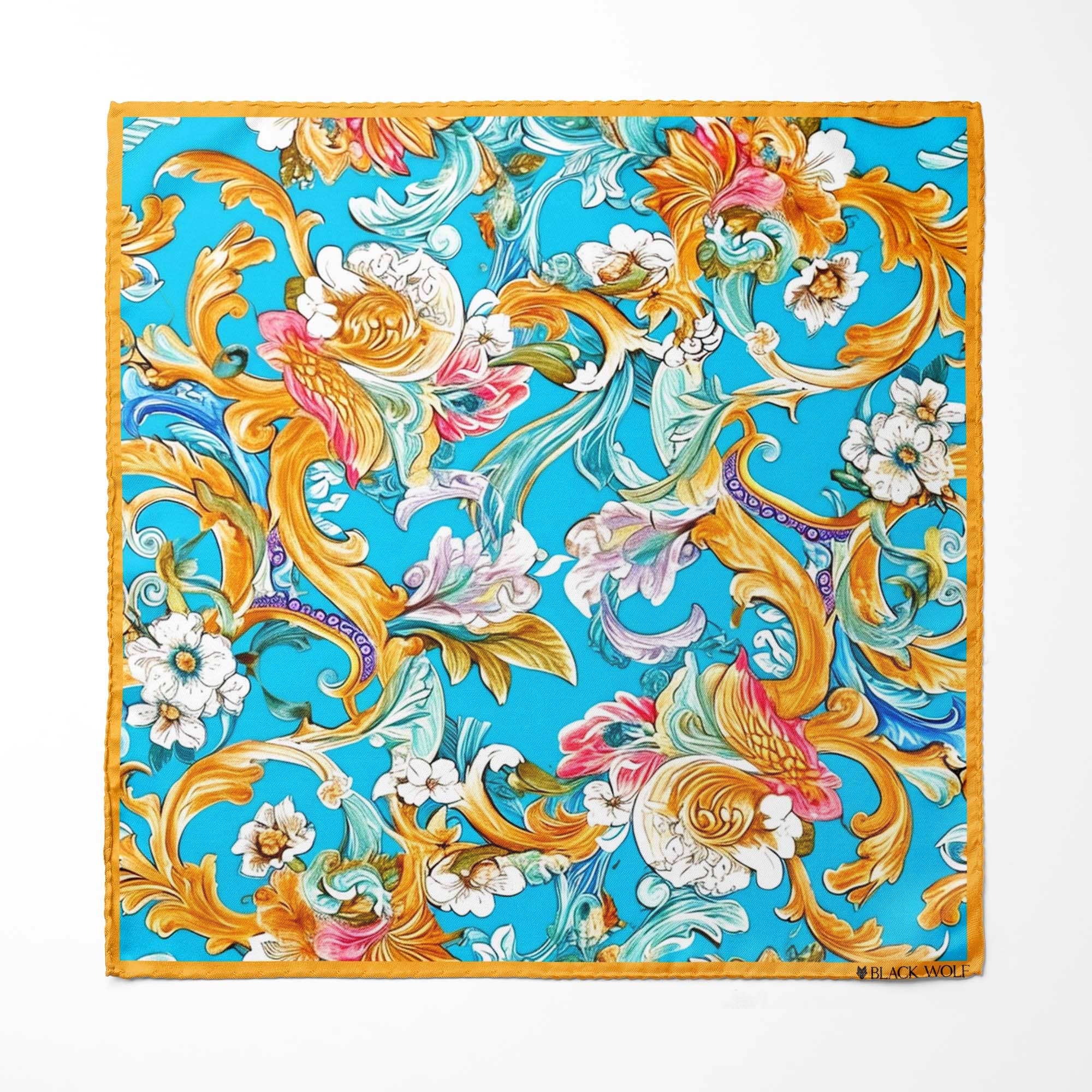 ELEGANCE COLORFUL FLORAL SILK POCKET SQUARE