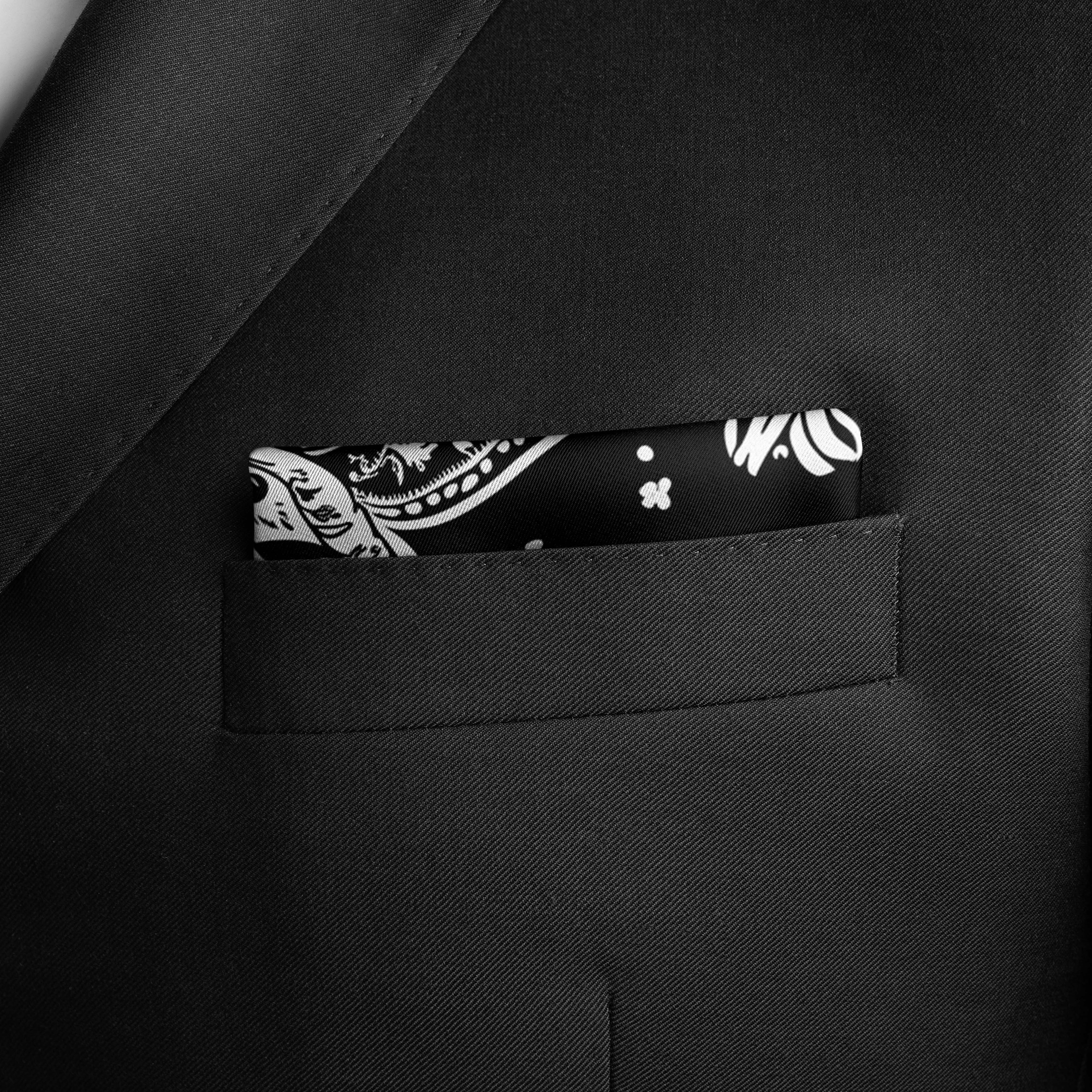 Black Pocket Square | Pocket Square | Black Wolf