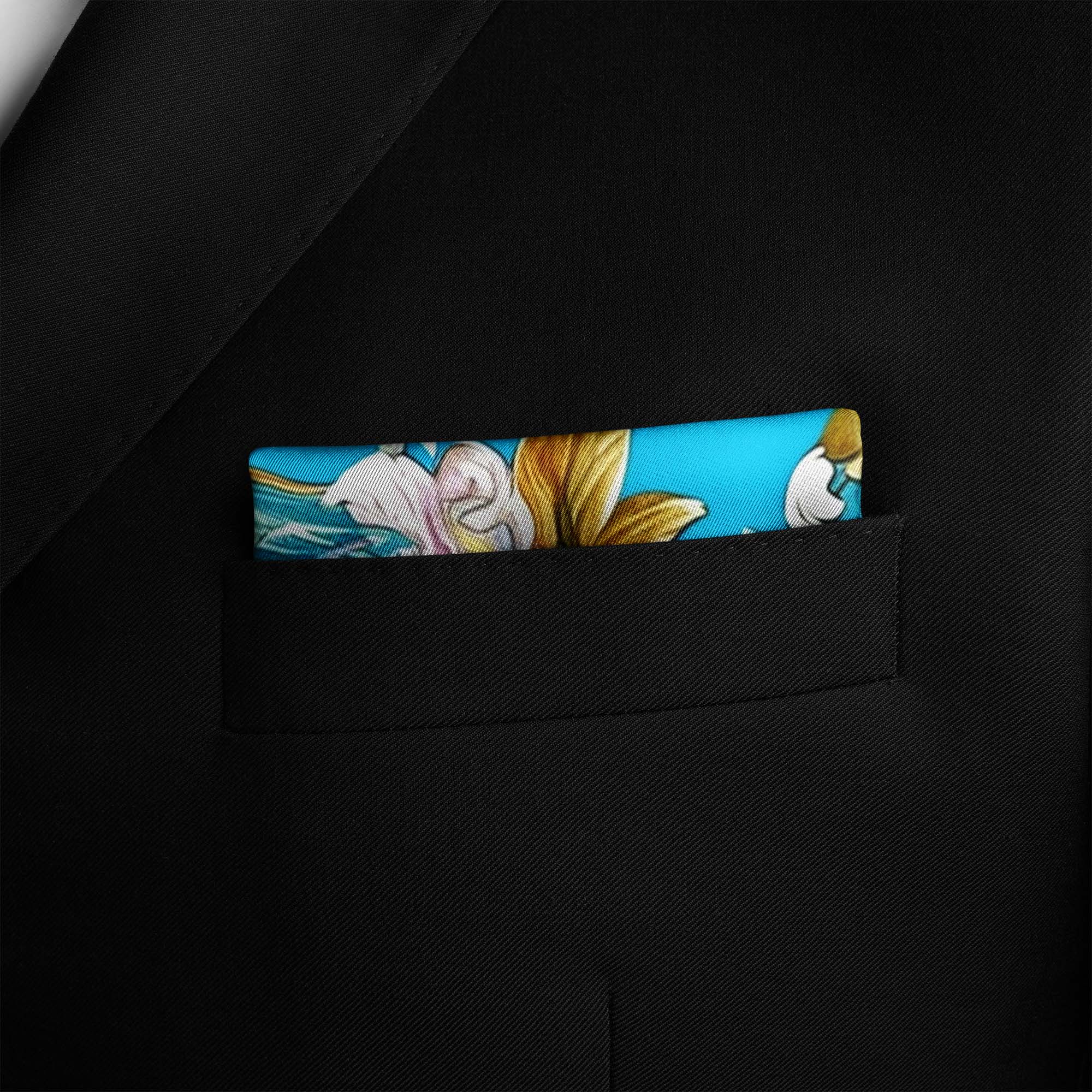 ELEGANCE COLORFUL FLORAL SILK POCKET SQUARE