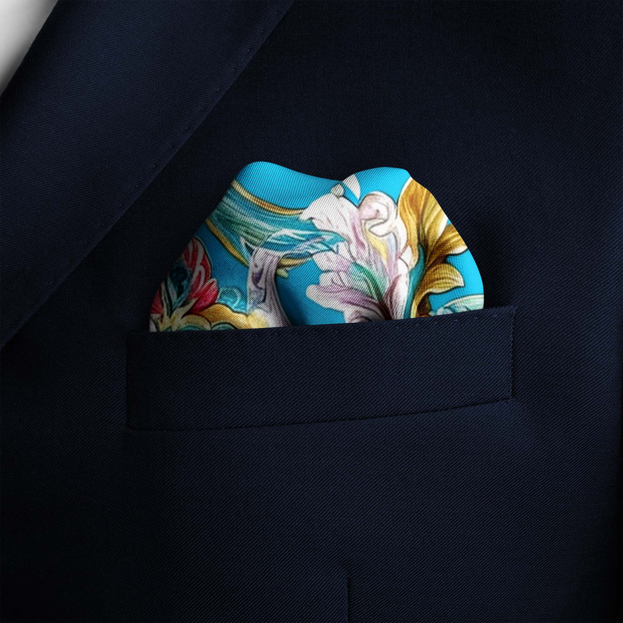 ELEGANCE COLORFUL FLORAL SILK POCKET SQUARE