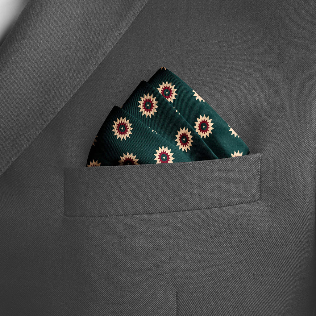 GREEN REVISABLE SILK POCKET SQUARE
