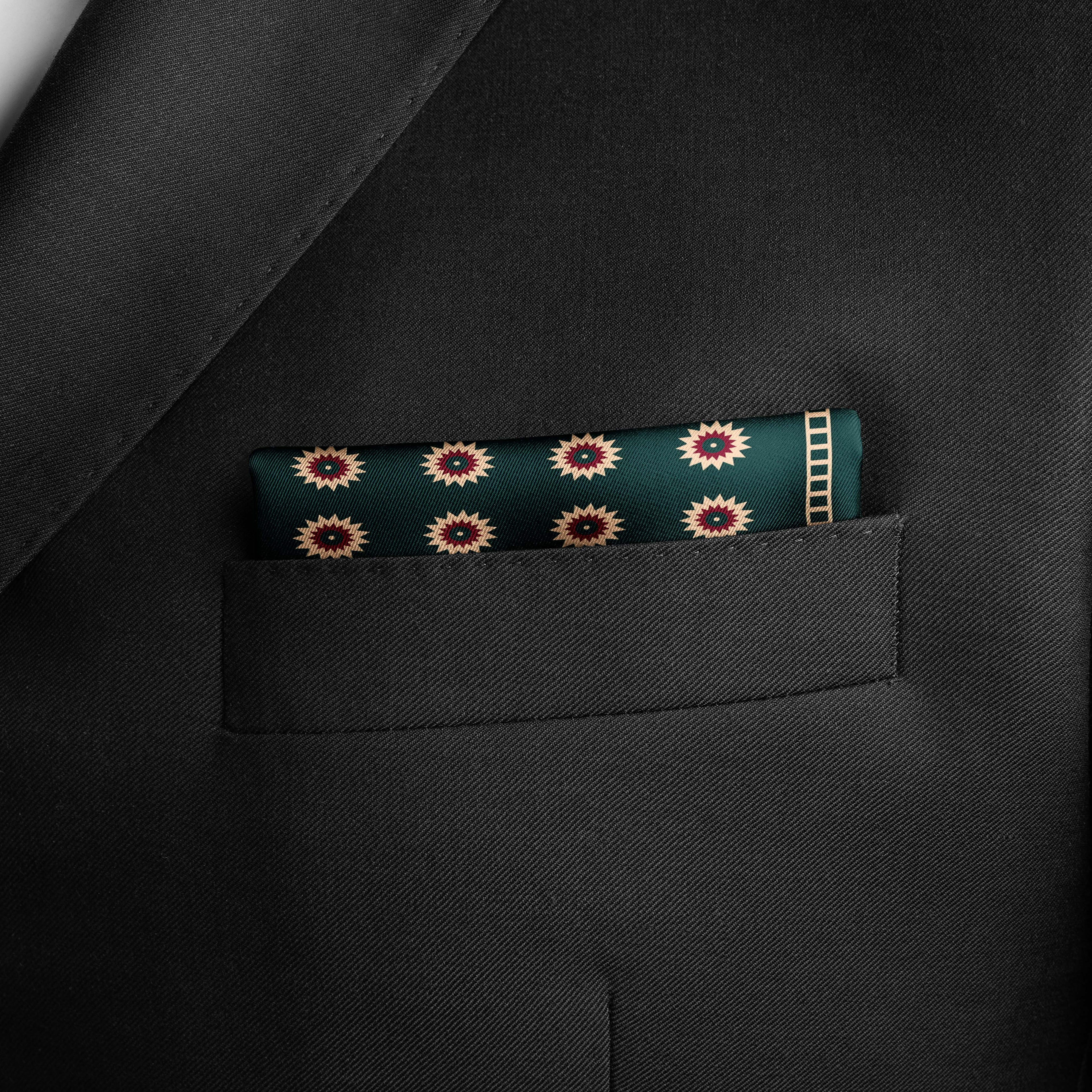 GREEN REVISABLE SILK POCKET SQUARE