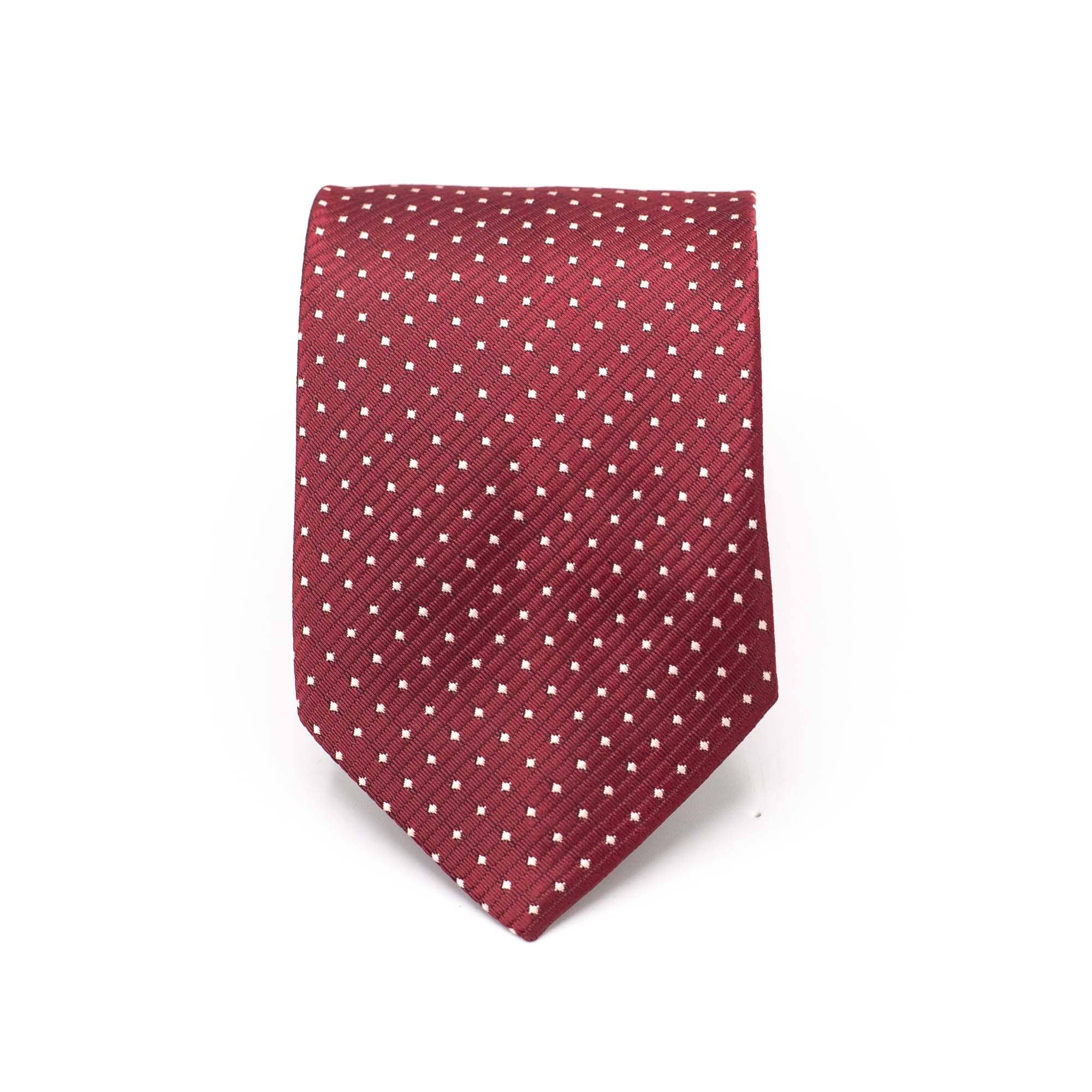 SCARLET POLKA TIE AND POCKET SQUARE SET