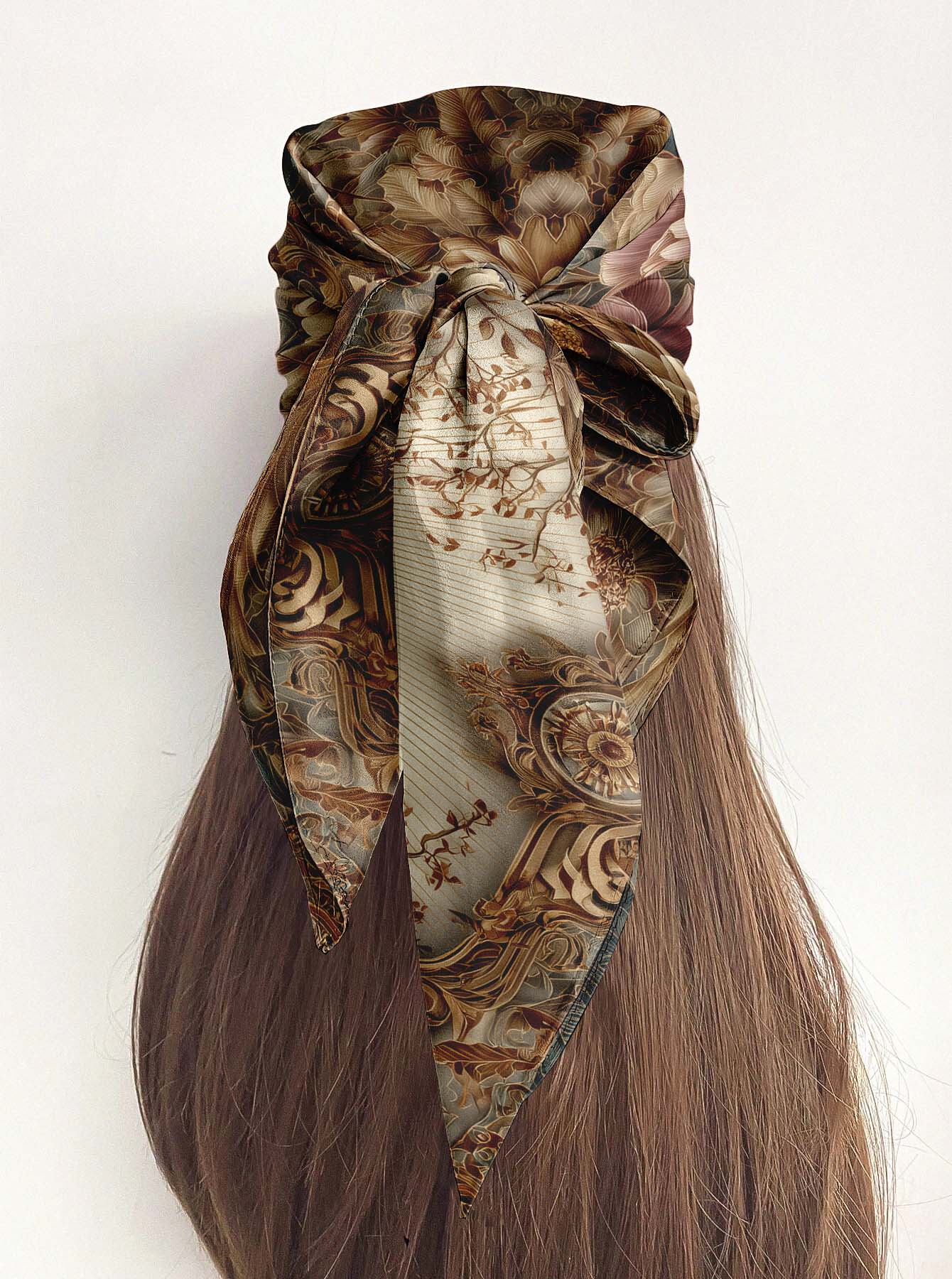 EXQUISITE CIRCULAR SILK HEAD SCARF