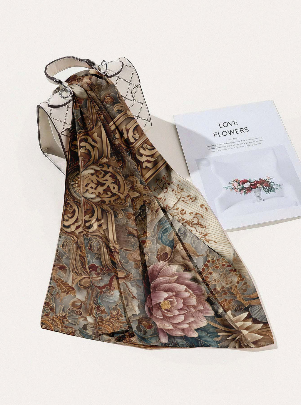 EXQUISITE CIRCULAR SILK HEAD SCARF