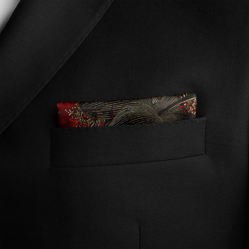 SCARLET BLOOM SILK POCKET SQUARE