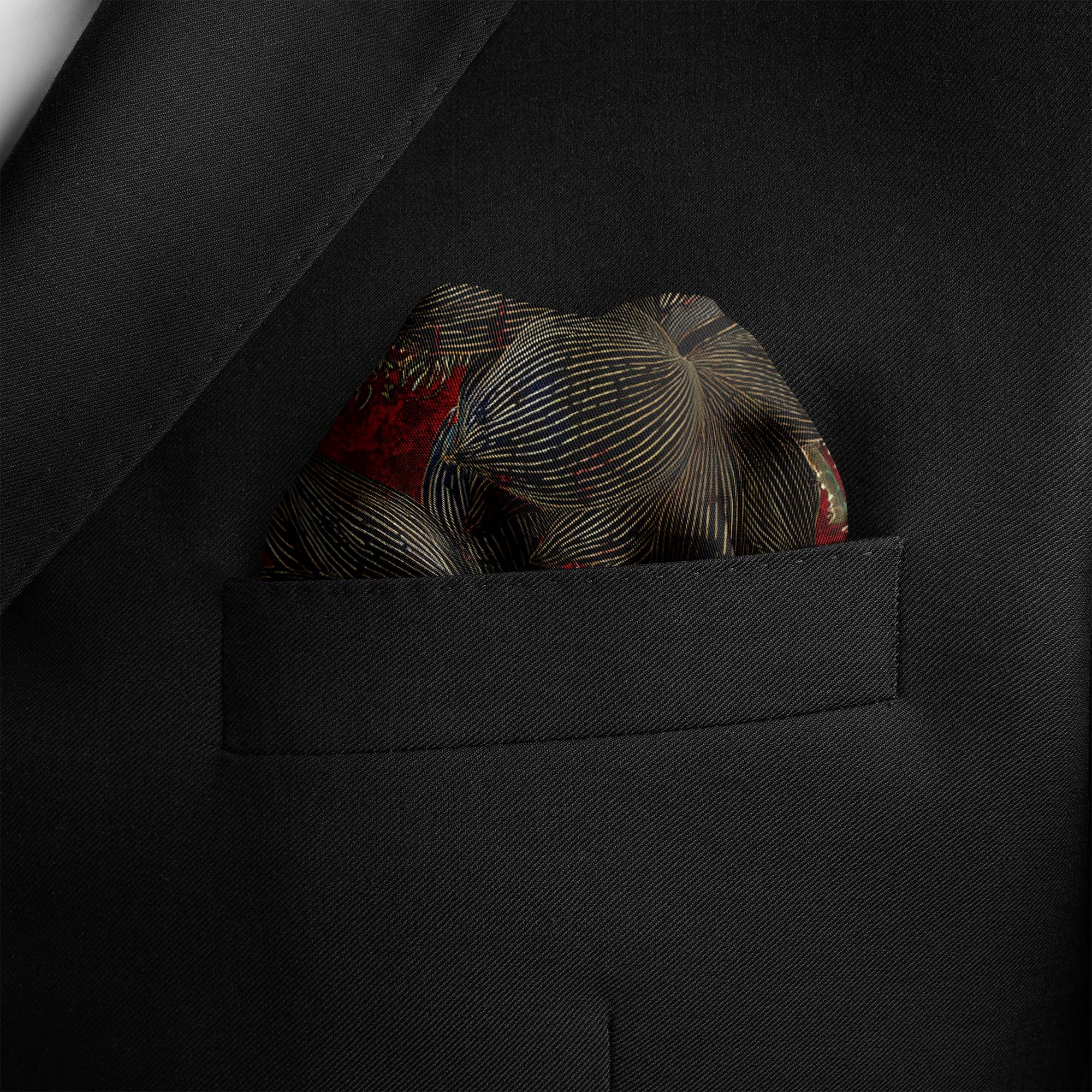 SCARLET BLOOM SILK POCKET SQUARE