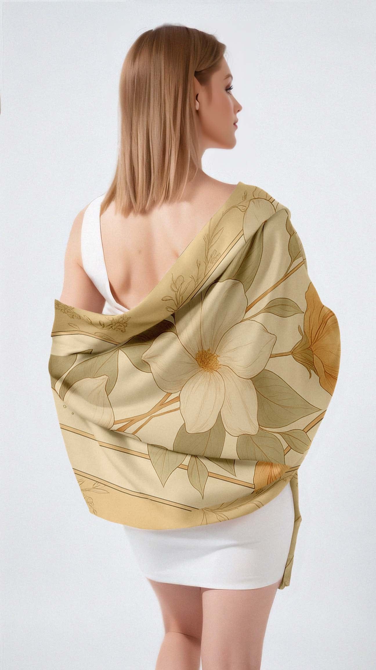VIETNAMESE LOTUS SILK LONG LADIES SCARF
