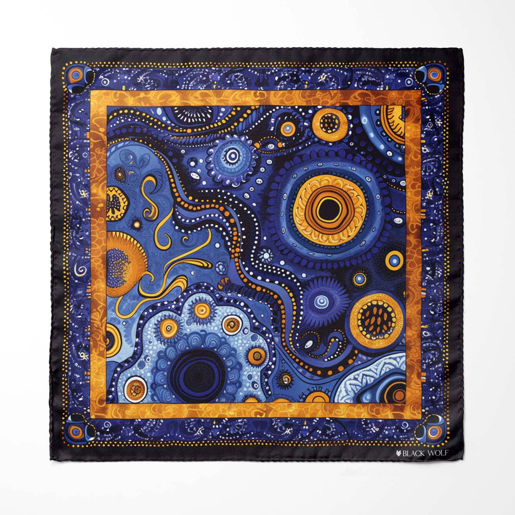 HAND DRAWN ABSTRACT SILK POCKET SQUARE