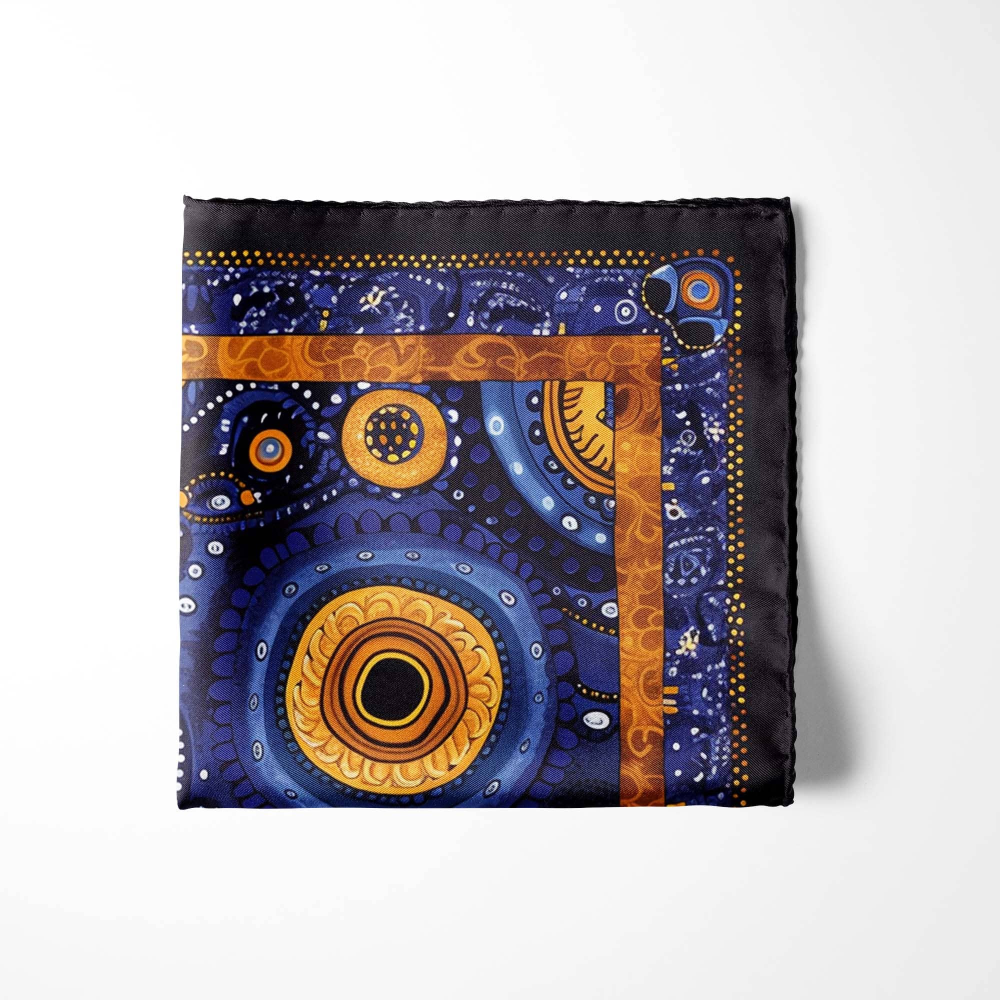 HAND DRAWN ABSTRACT SILK POCKET SQUARE