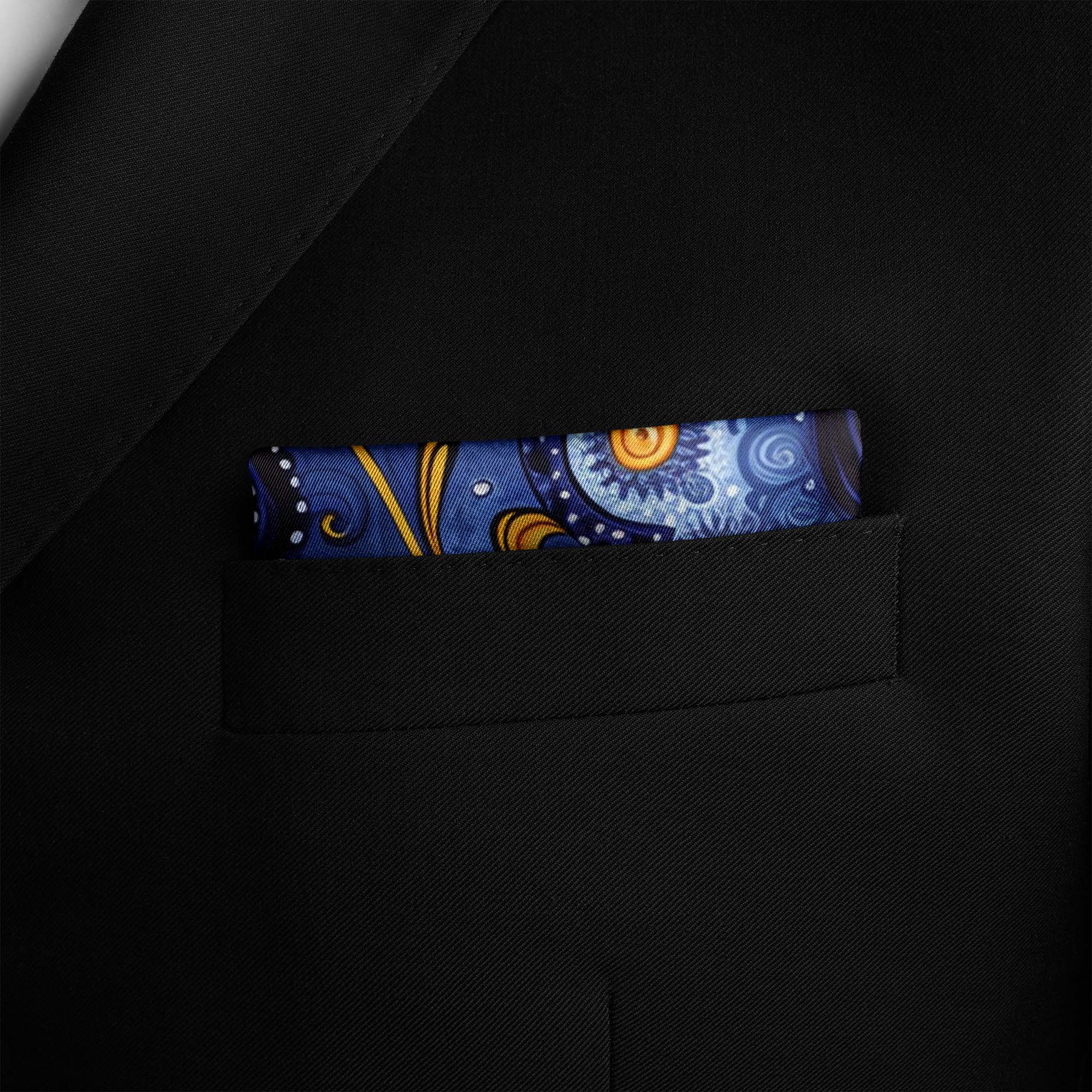 HAND DRAWN ABSTRACT SILK POCKET SQUARE