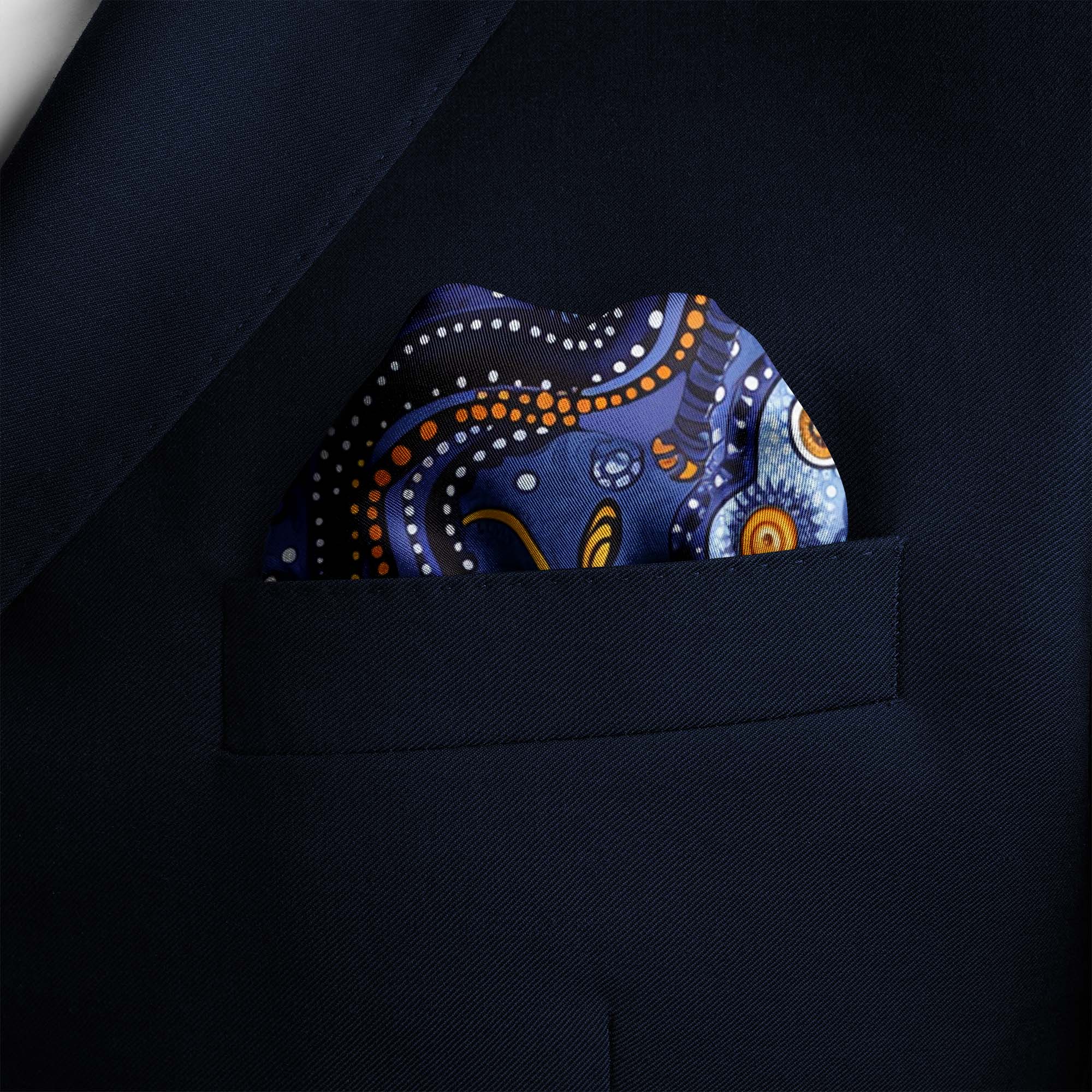 HAND DRAWN ABSTRACT SILK POCKET SQUARE