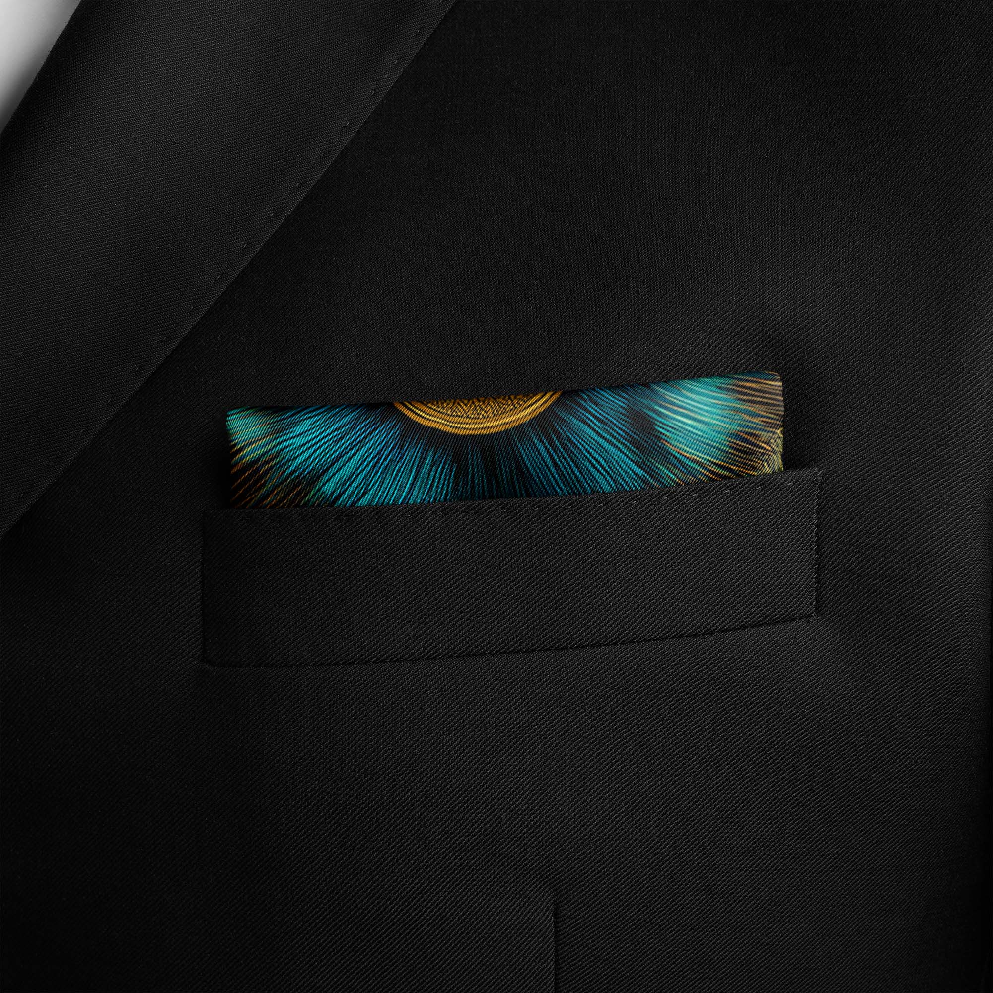 TEAL ORACLE SILK POCKET SQUARE