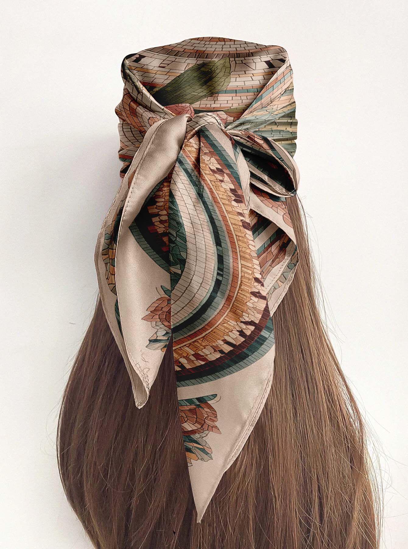 ANTIQUE GROTESQUE SILK HEAD SCARF