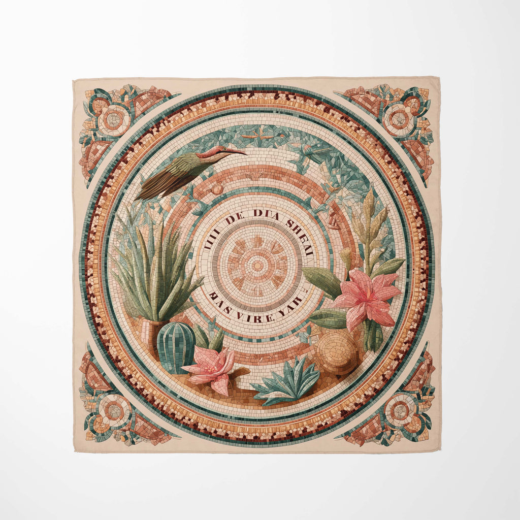 ANTIQUE MOSAIC GARDEN SILK HEAD SCARF