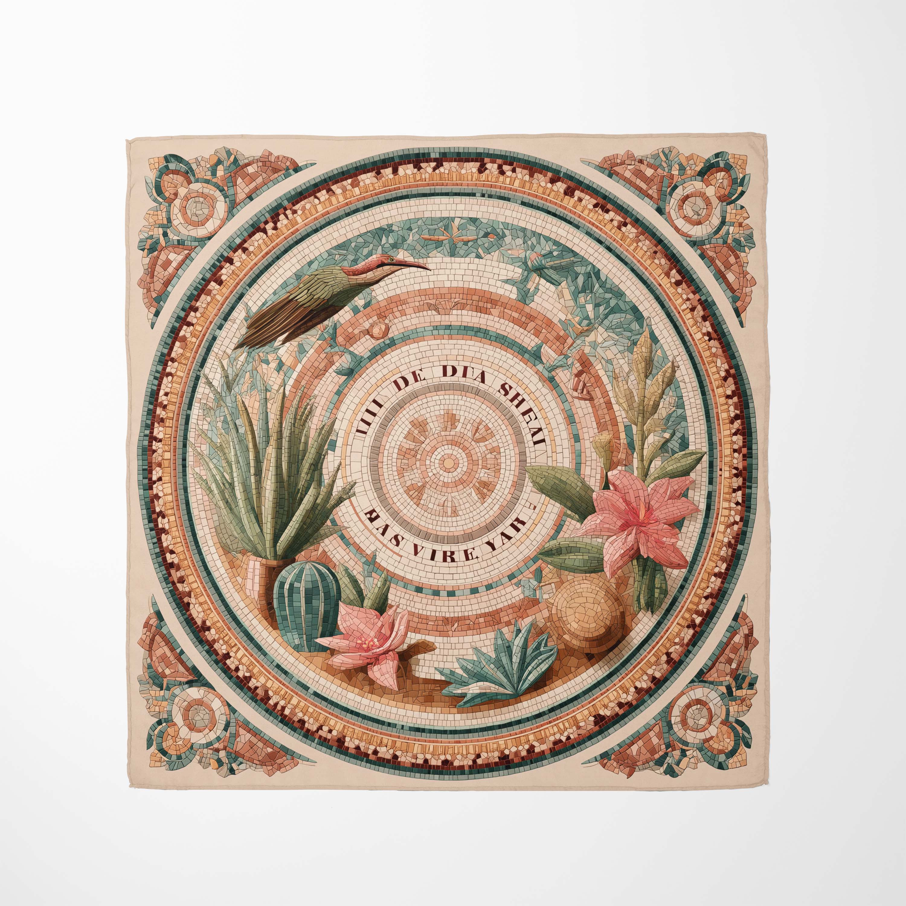 ANTIQUE GROTESQUE SILK HEAD SCARF