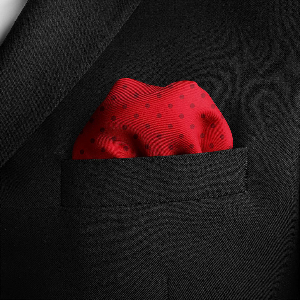 RED AND BURGUNDY SPOT SILK POCKET SQUARE