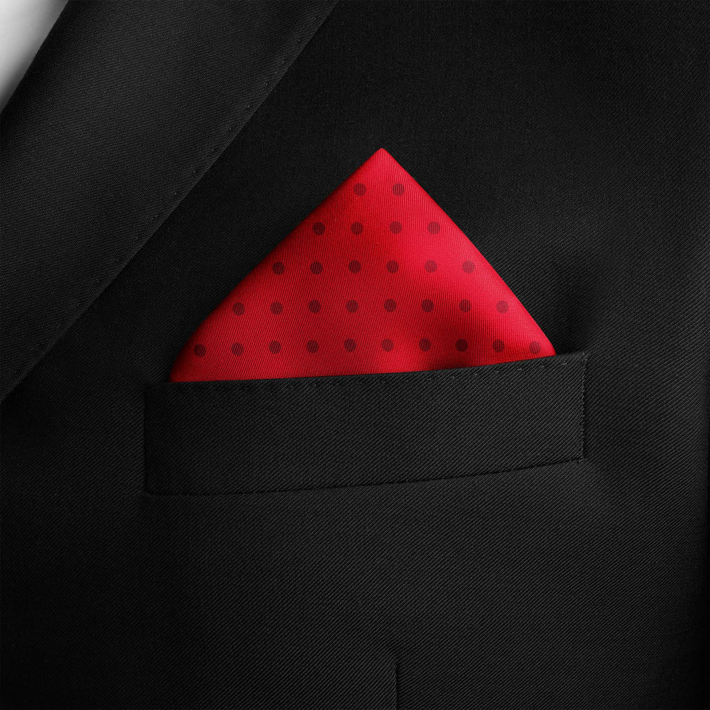 RED AND BURGUNDY SPOT SILK POCKET SQUARE
