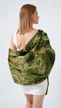 EMERALD PAISLEY SILK LONG LADIES SCARF