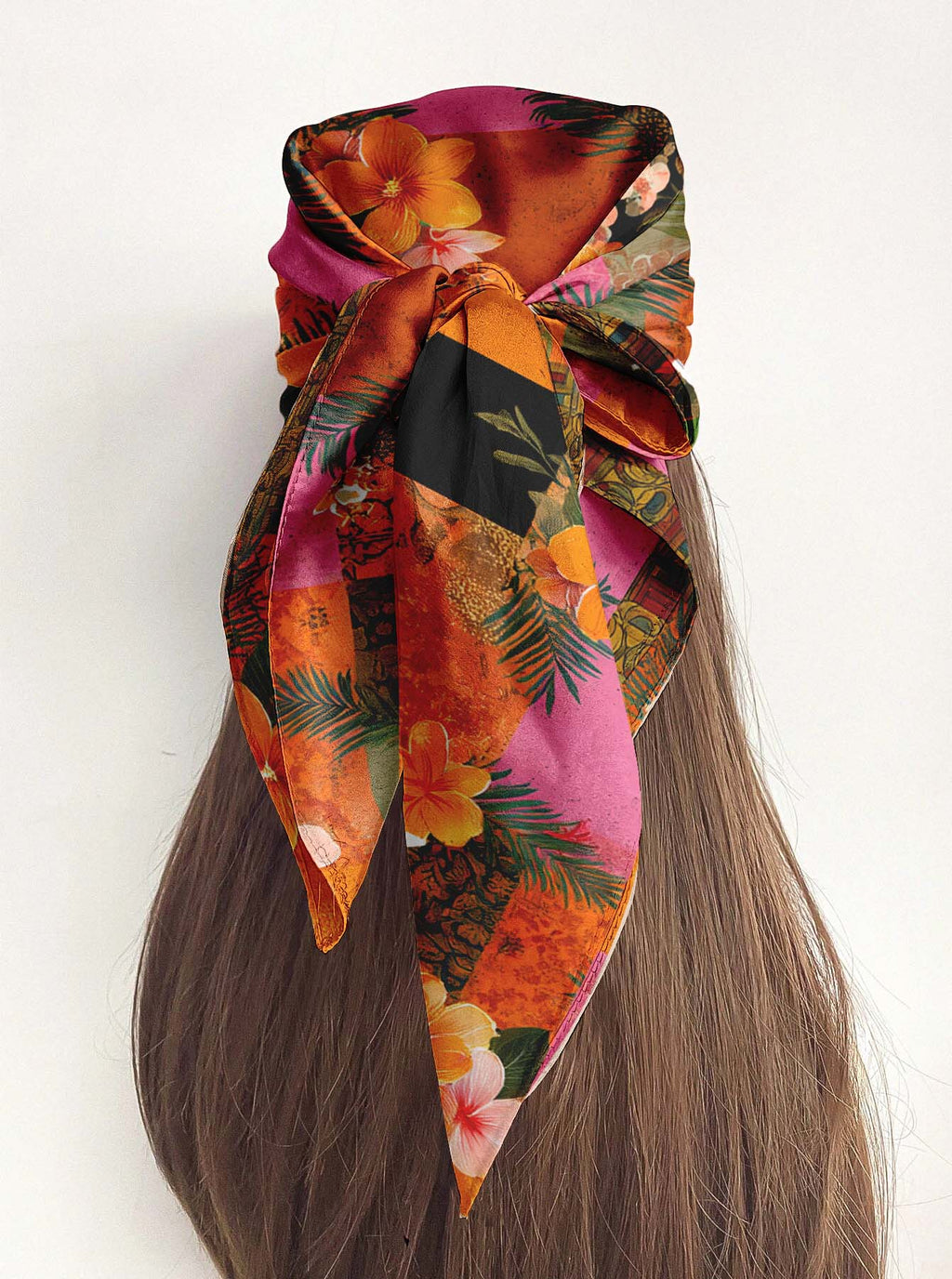 PARADISE FLORAL SILK HEAD SCARF