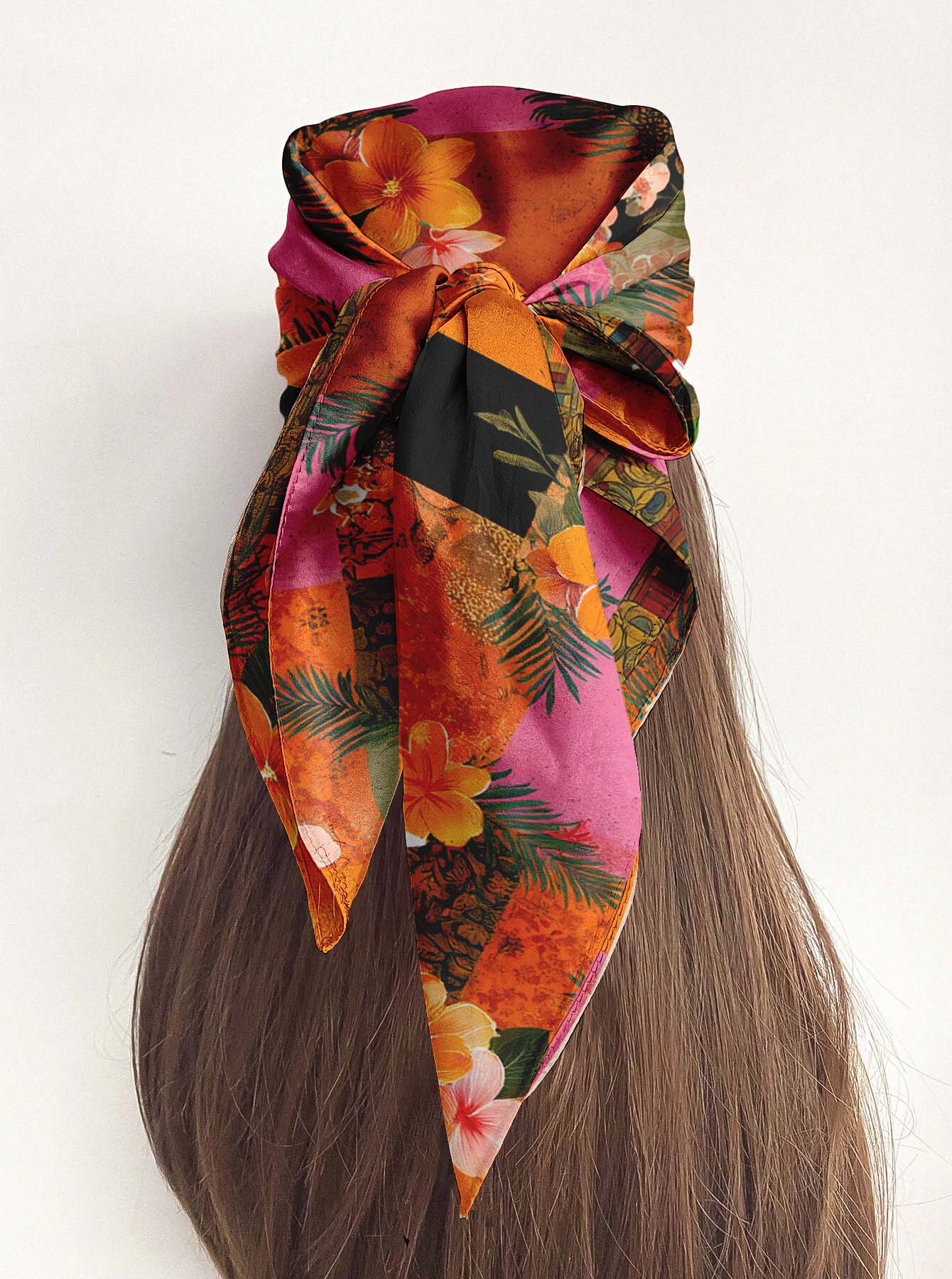 PARADISE FLORAL SILK HEAD SCARF