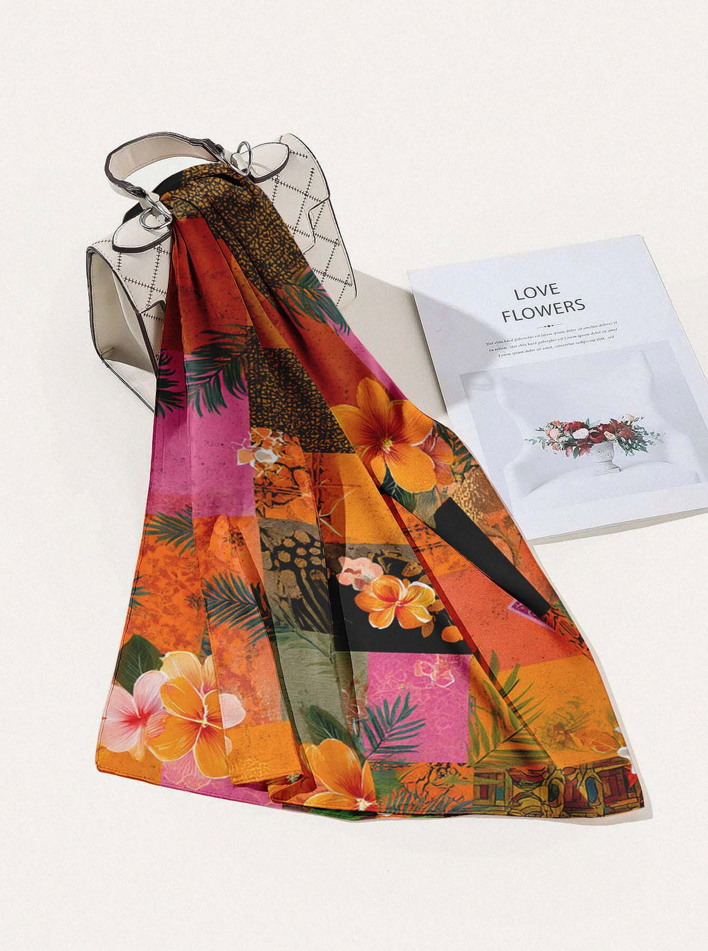 PARADISE FLORAL SILK HEAD SCARF
