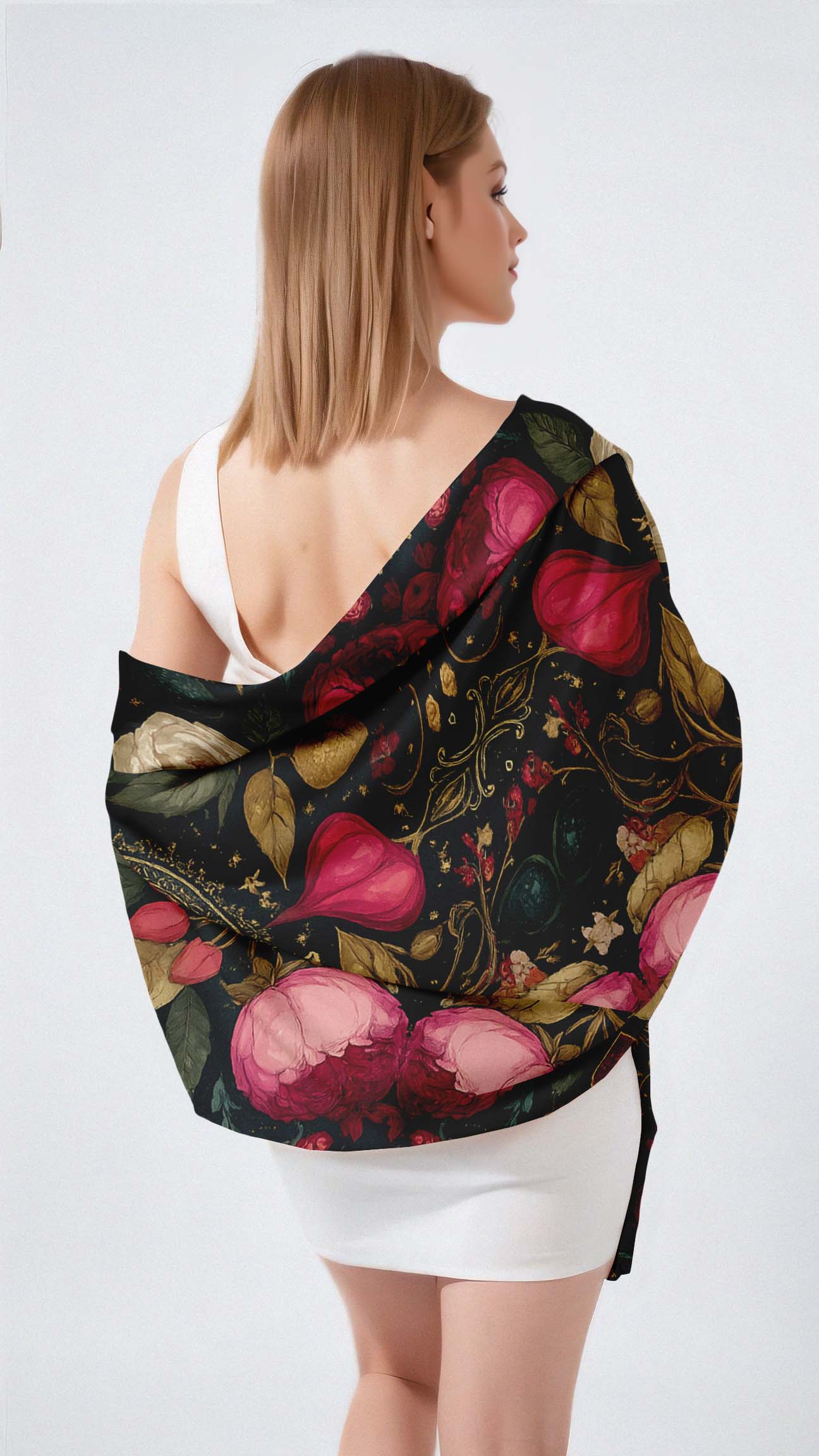 SPIRIT FLOWER SILK LONG LADIES SCARF