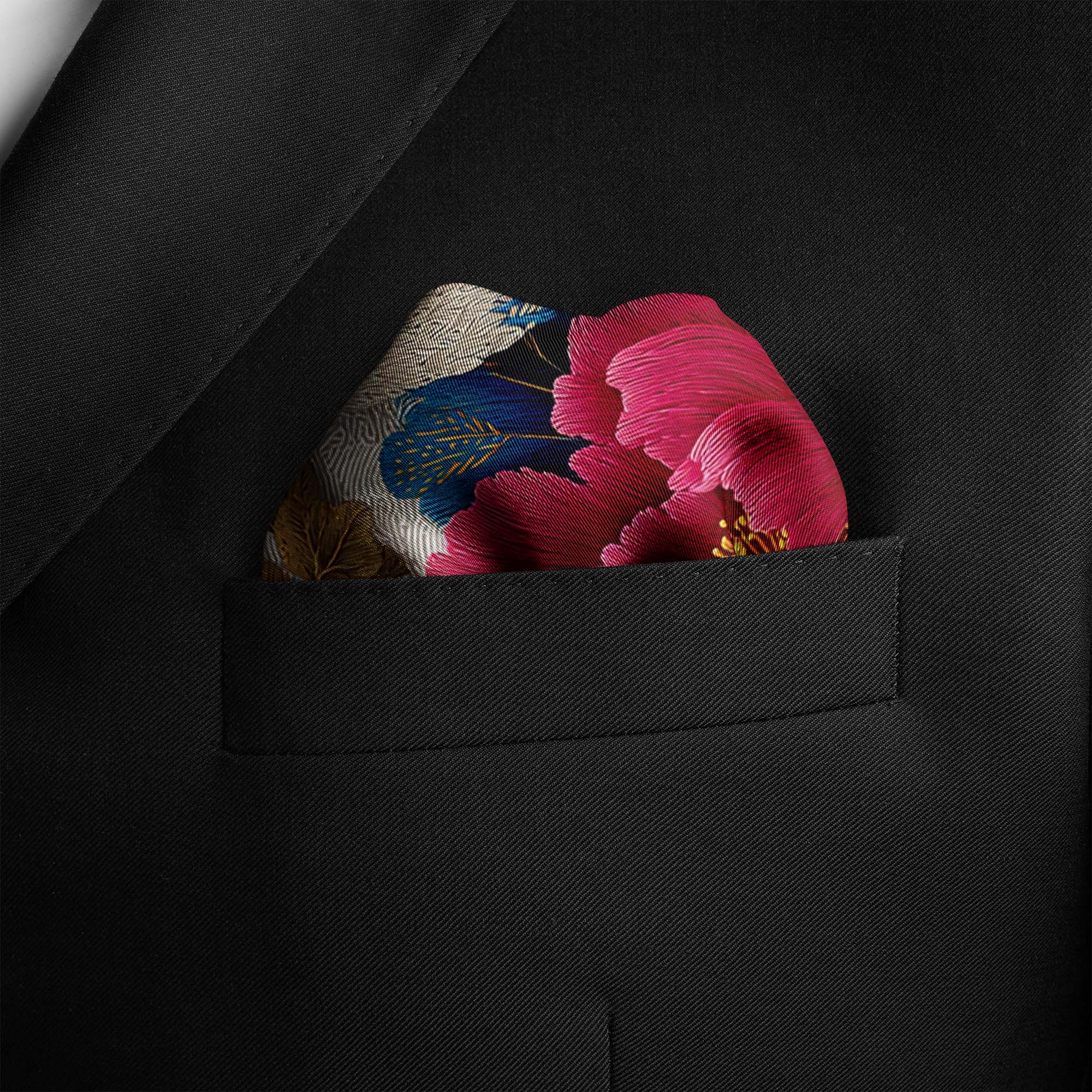 THE GILDED BIRD SILK POCKET SQUARE