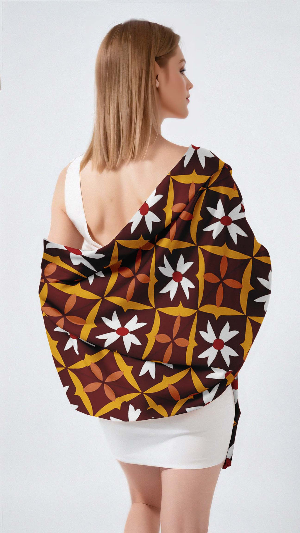 RETRO BLOOM SILK LONG LADIES SCARF