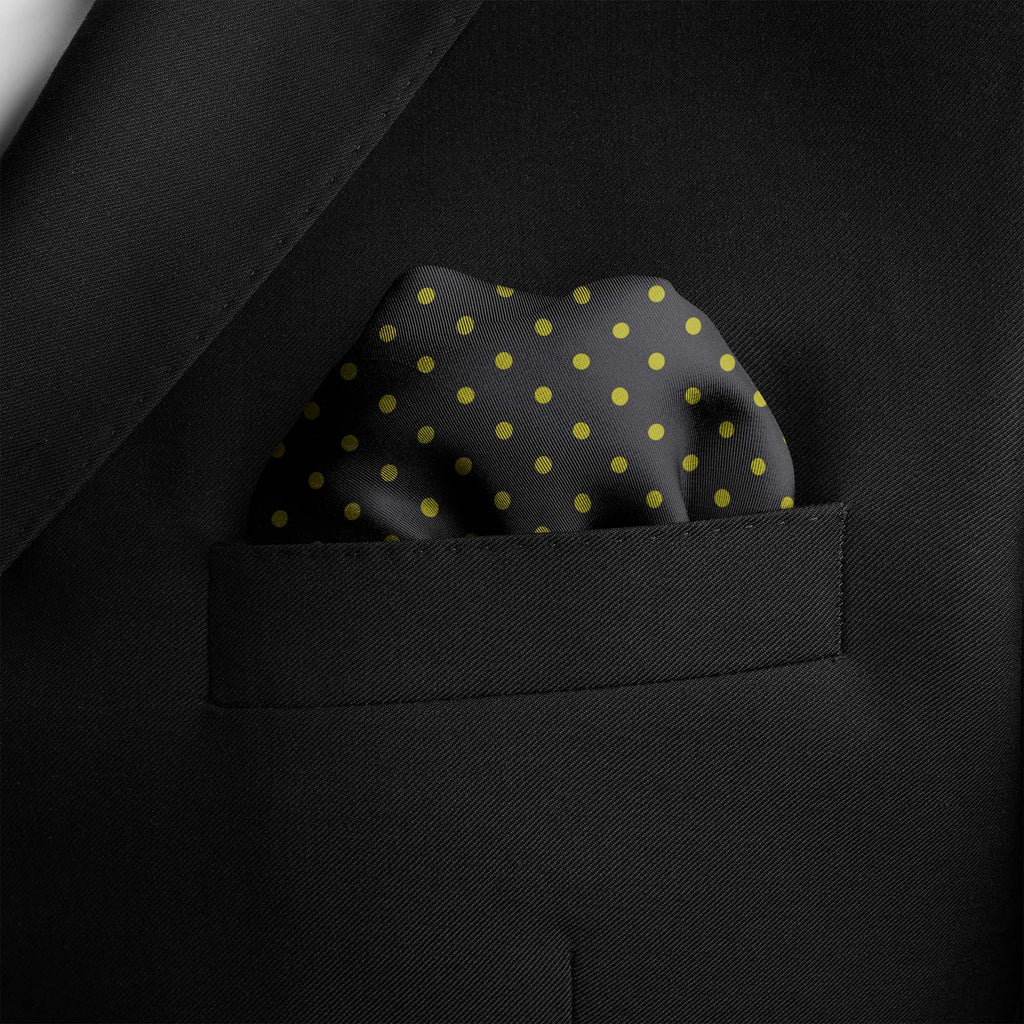 GREY AND LIME SPOT SILK POCKET SQUARE