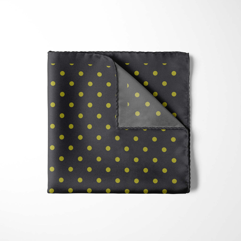 GREY AND LIME SPOT SILK POCKET SQUARE
