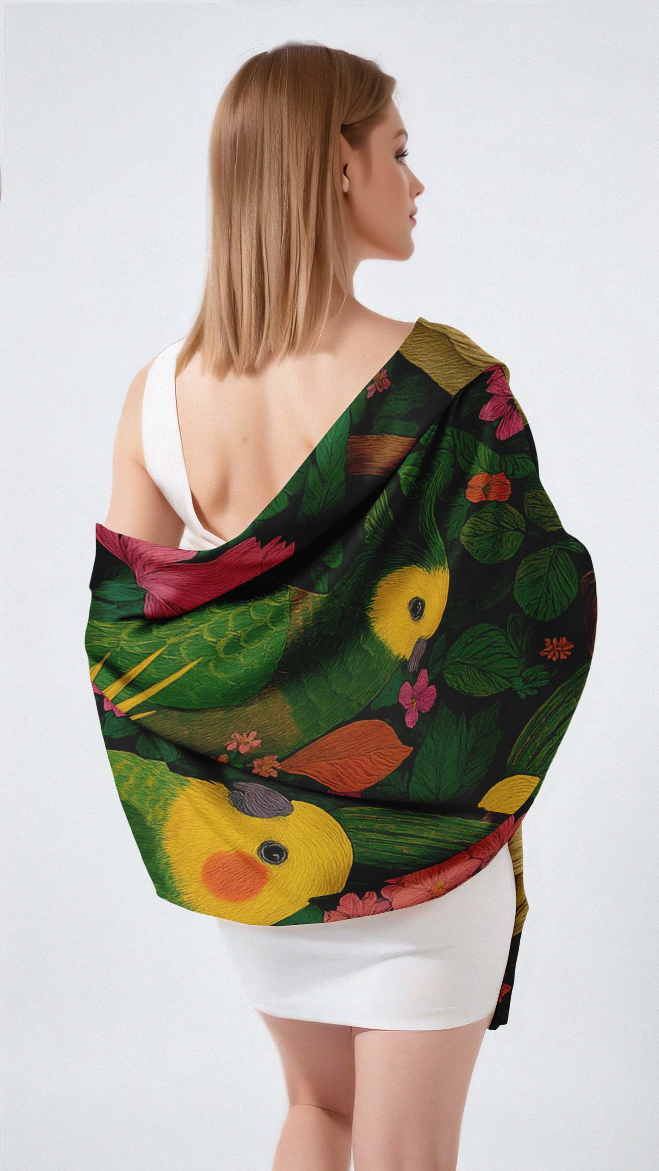 AVIAN PARADISE SILK LONG LADIES SCARF