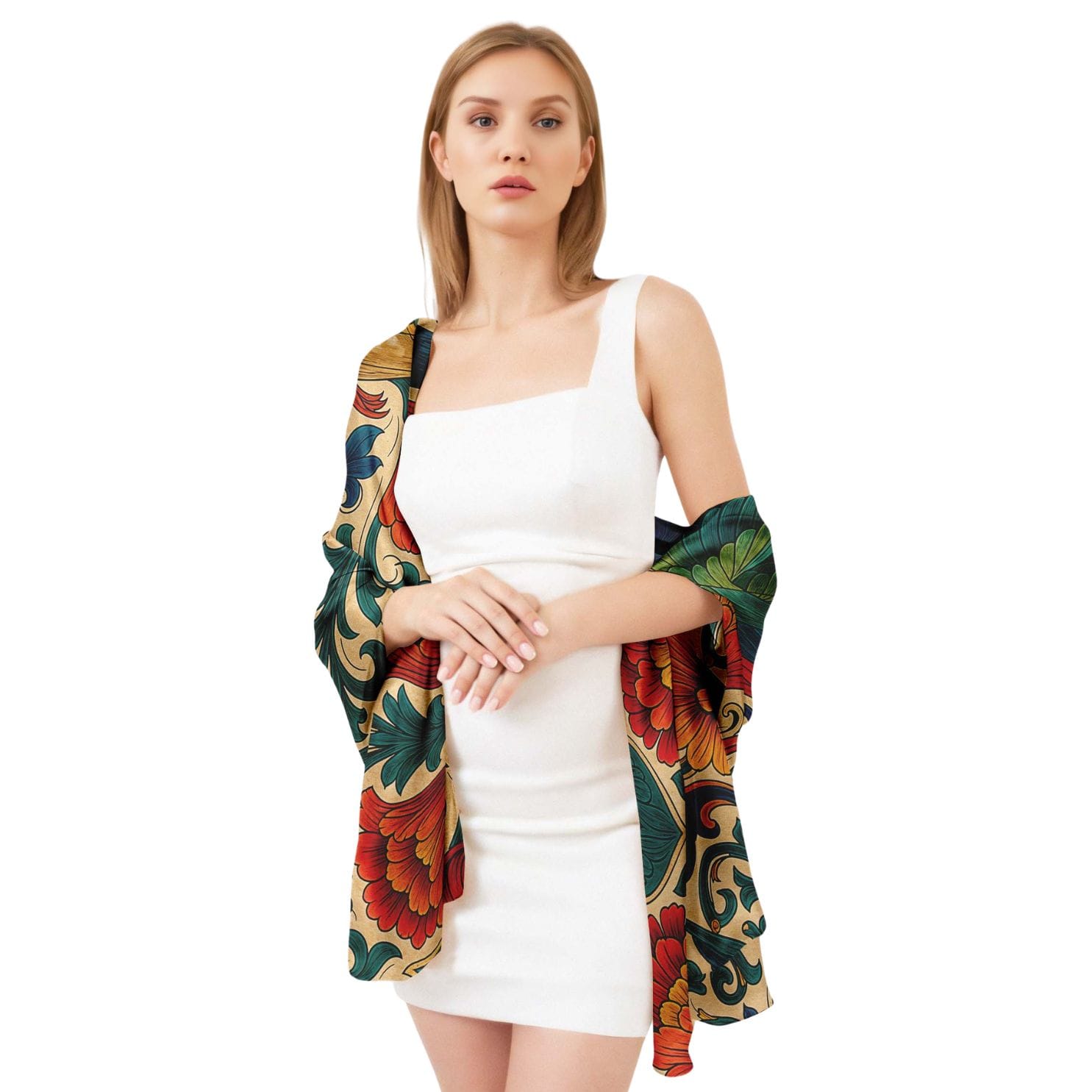 ROYAL HUMMINGBIRD SILK LONG LADIES SCARF
