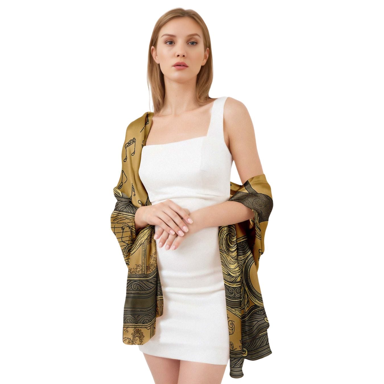 LADY OF MUSIC SILK LONG LADIES SCARF