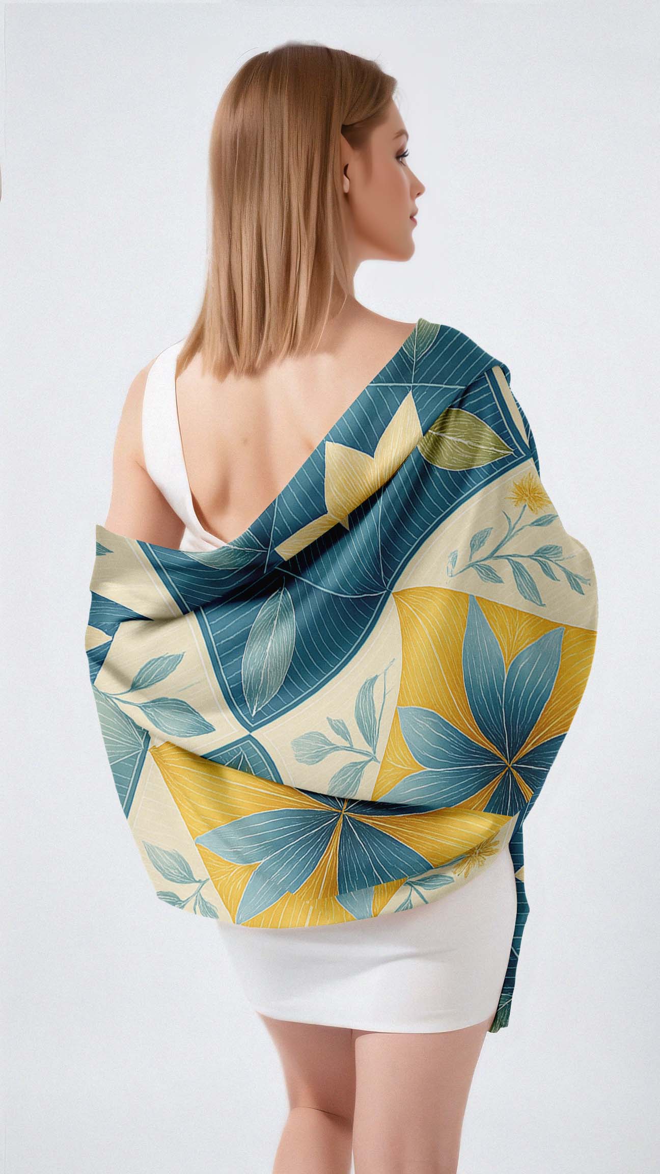 FLORAL MOSAIC SILK LONG LADIES SCARF