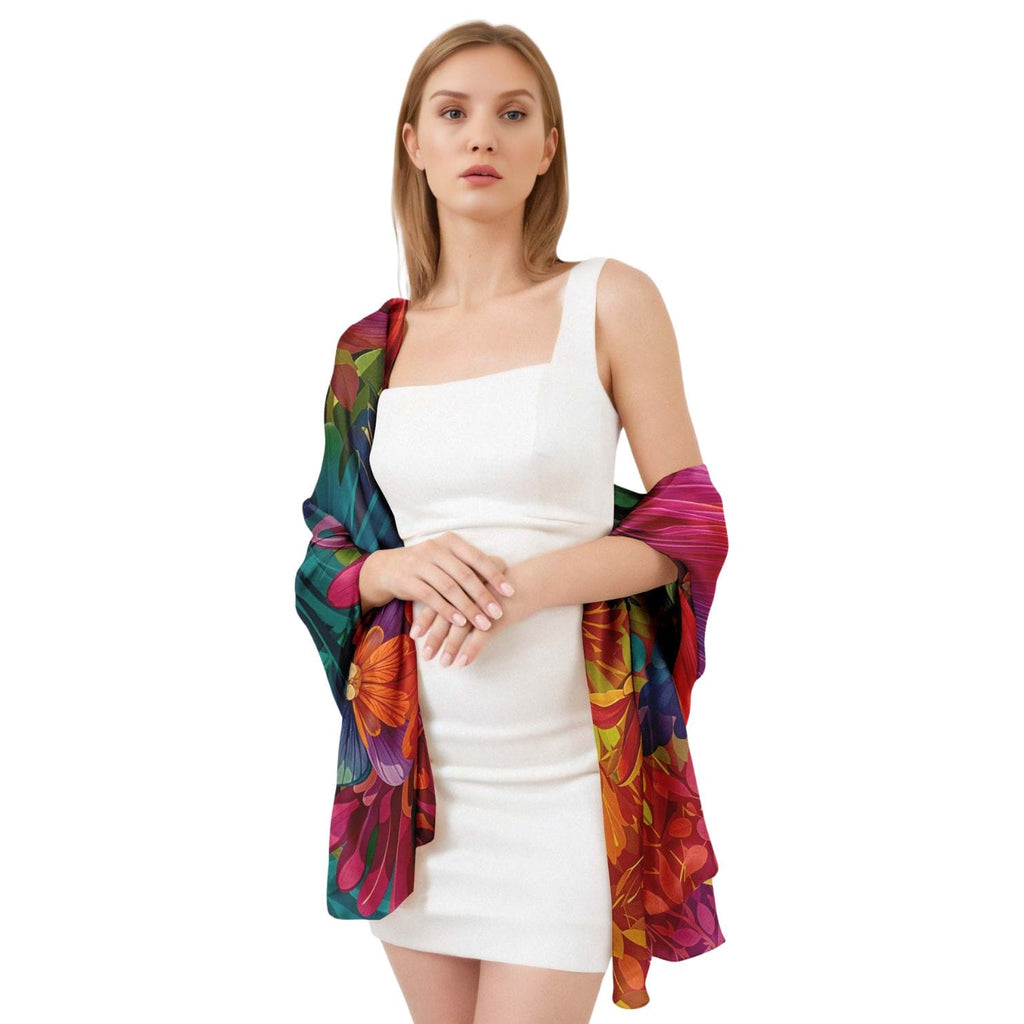 RAINBOW FLAMINGO SILK LONG LADIES SCARF