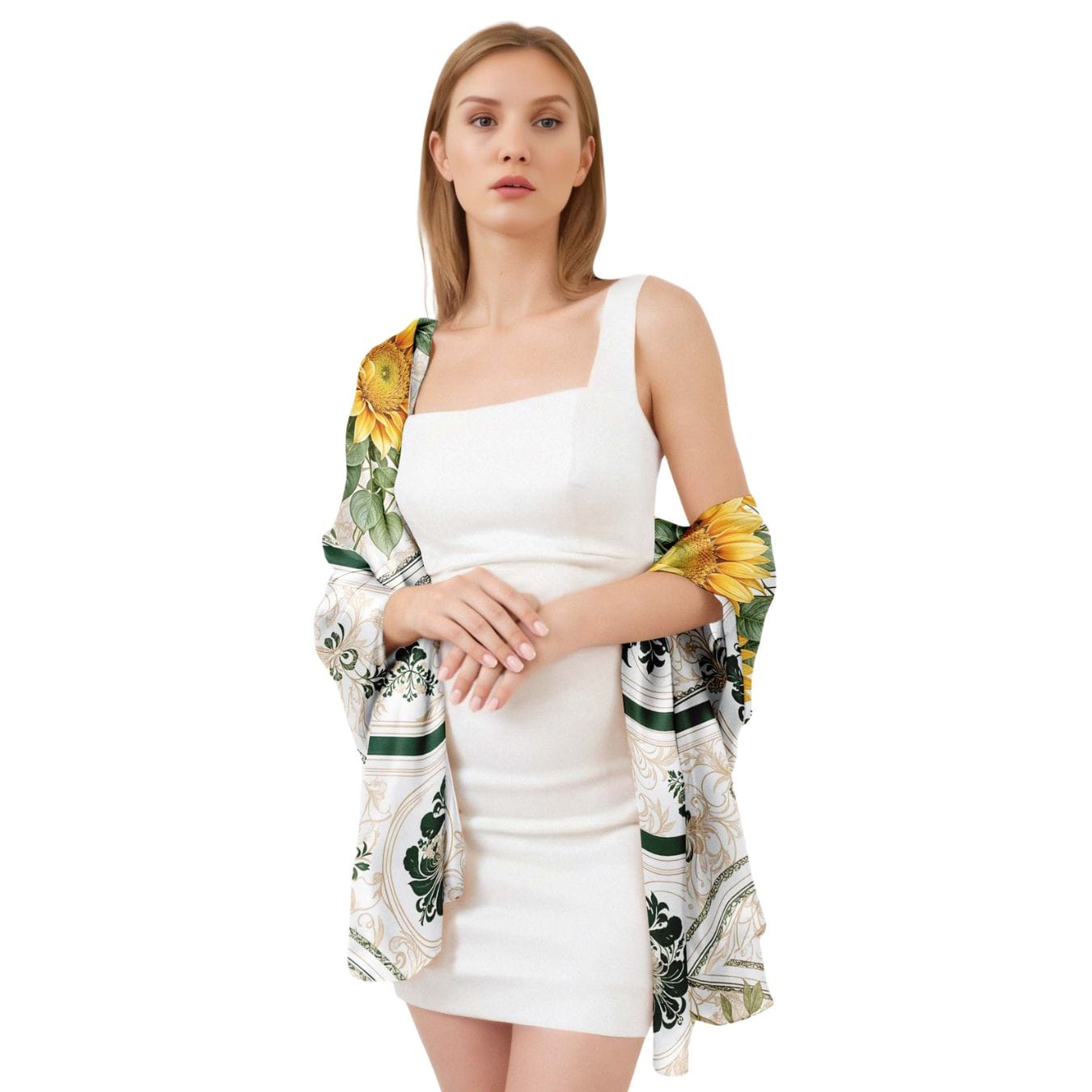 FLOWER MEADOW SILK LONG LADIES SCARF