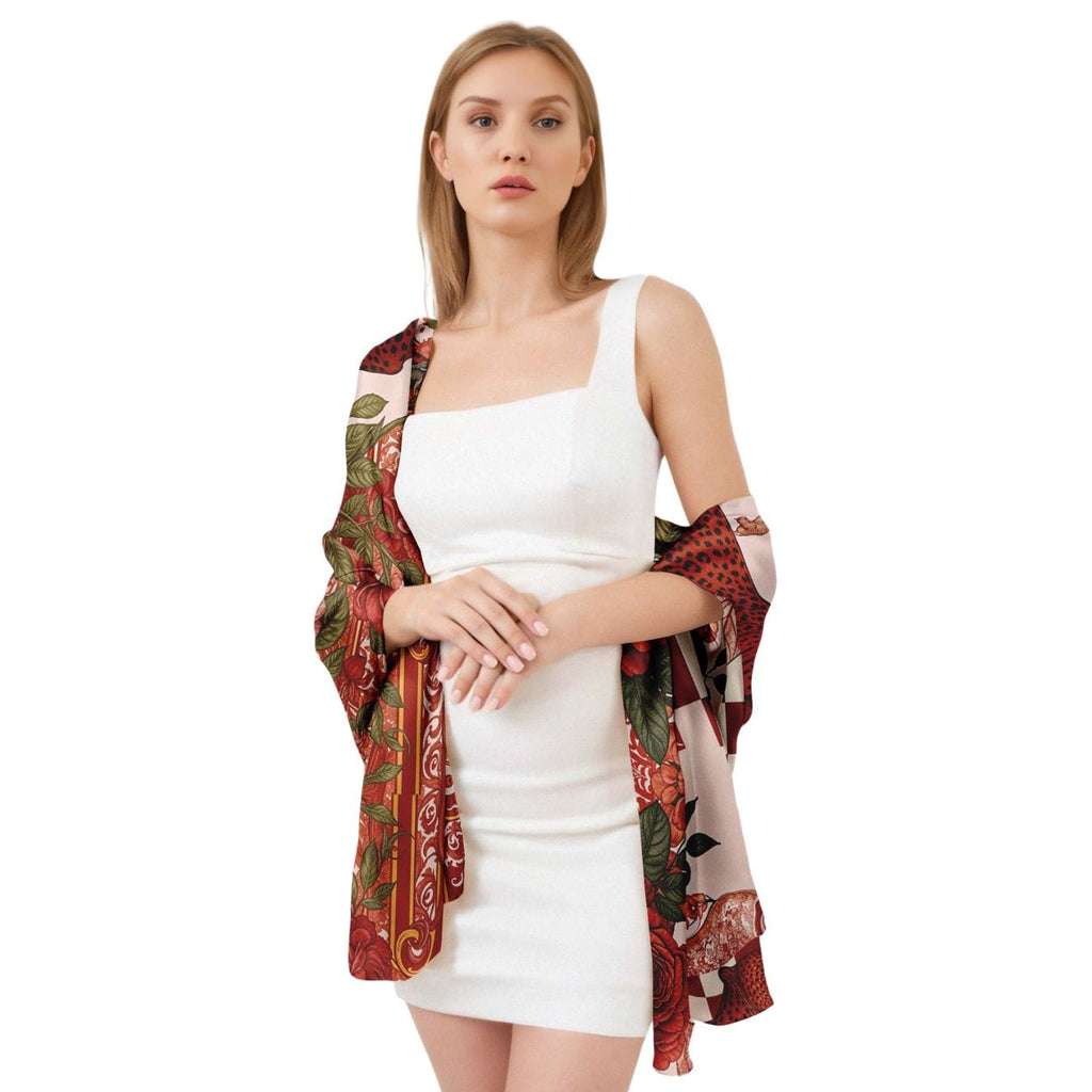 CRIMSON SILK LONG LADIES SCARF