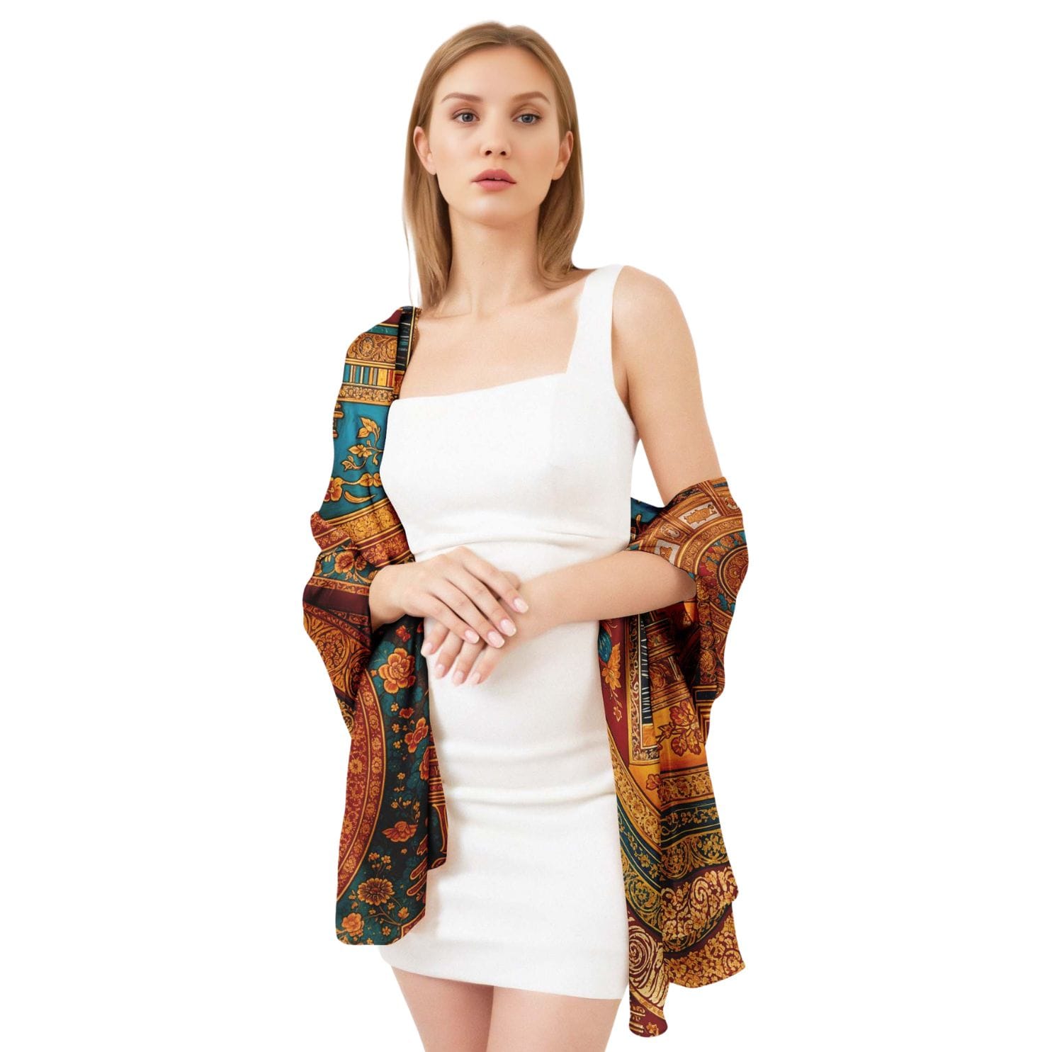 SACRED DHARMA MANDALA SILK LONG LADIES SCARF