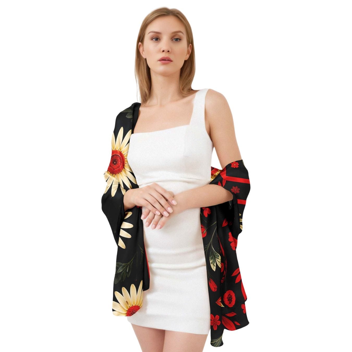 FLORAL OF ANIMAL SILK LONG LADIES SCARF