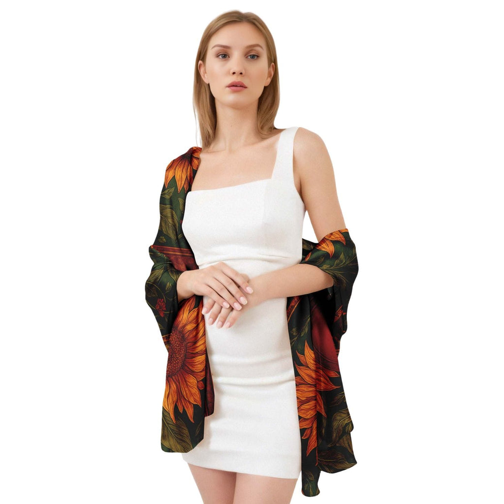 VIBRANT SUNFLOWER SILK LONG LADIES SCARF