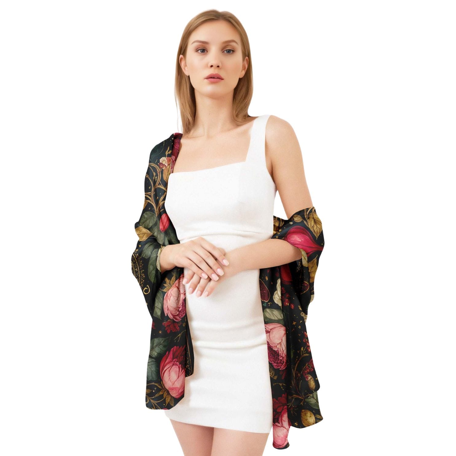 SPIRIT FLOWER SILK LONG LADIES SCARF