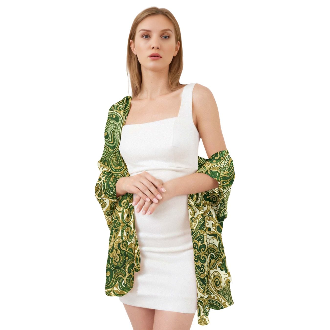 EMERALD PAISLEY SILK LONG LADIES SCARF