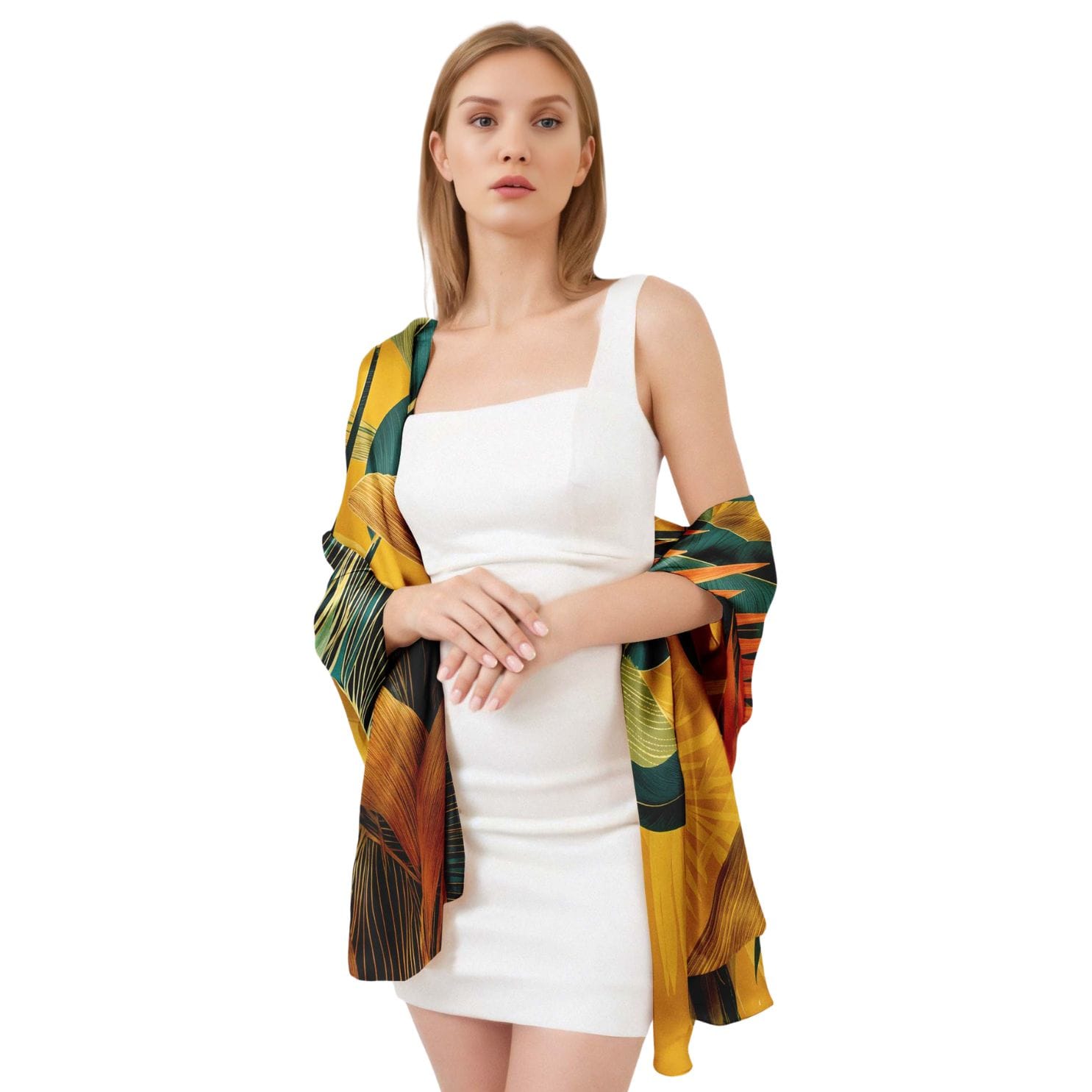 WILD LEAF HORIZON SILK LONG LADIES SCARF