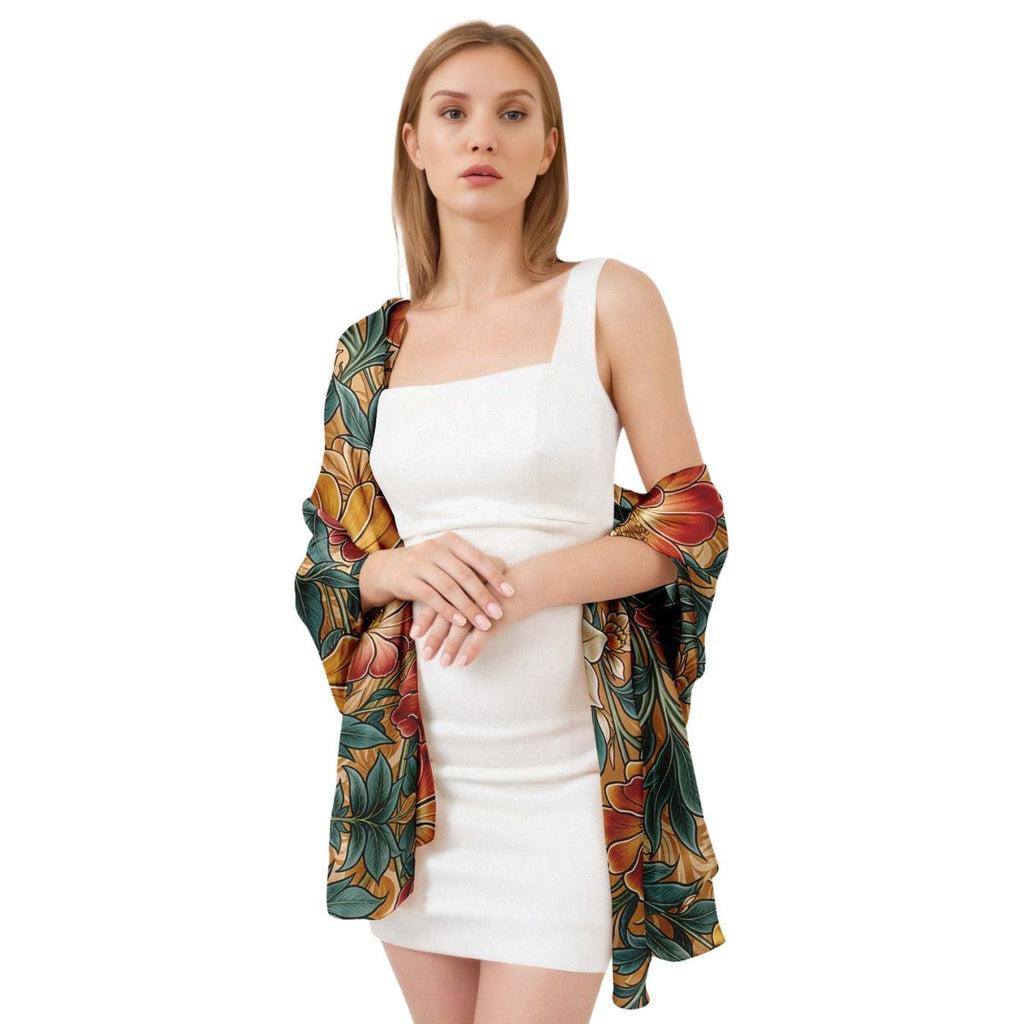 AUTUMN FLORAL SILK LONG LADIES SCARF