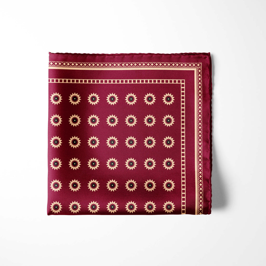 RED REVISABLE SILK POCKET SQUARE
