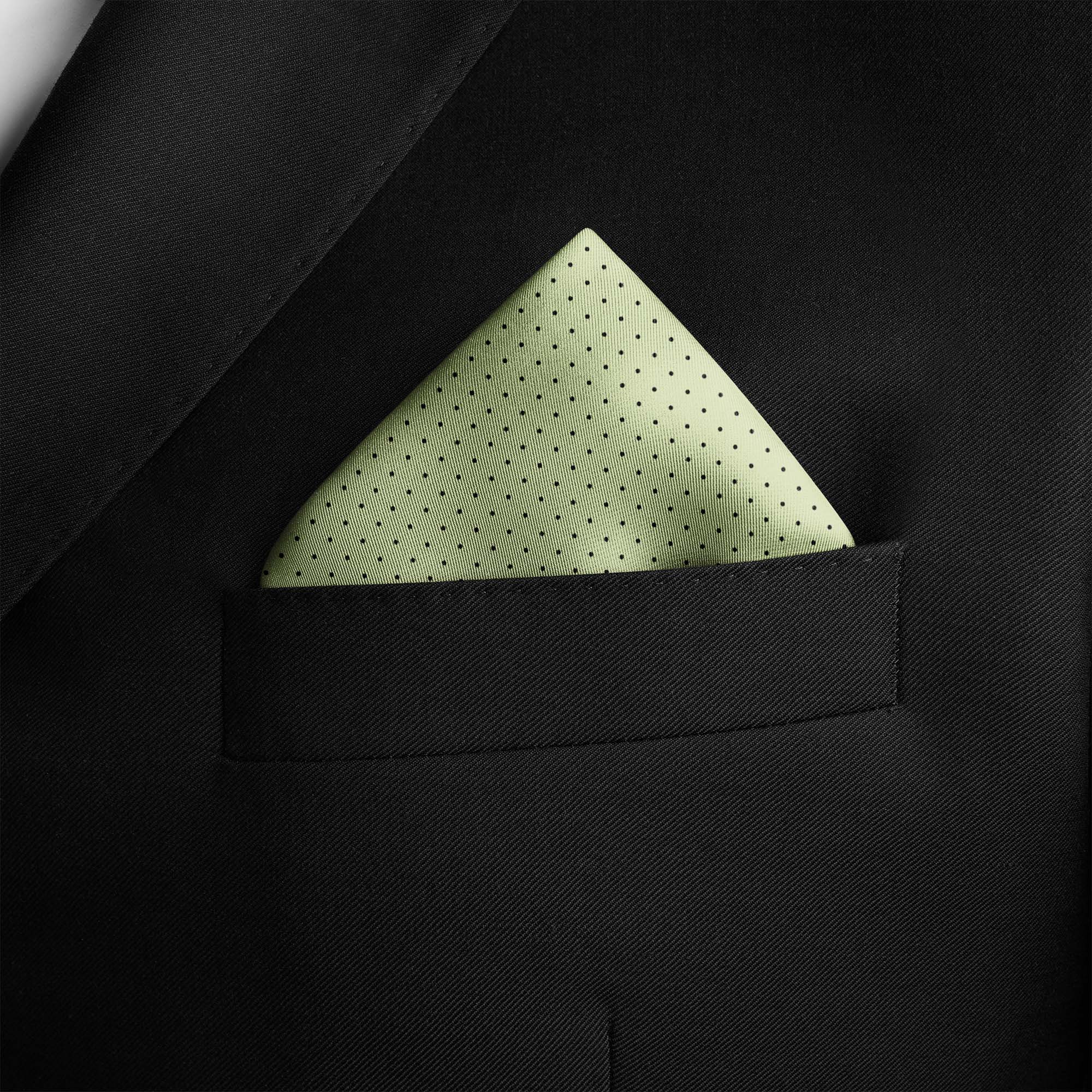 MELON GREEN DOT SILK POCKET SQUARE