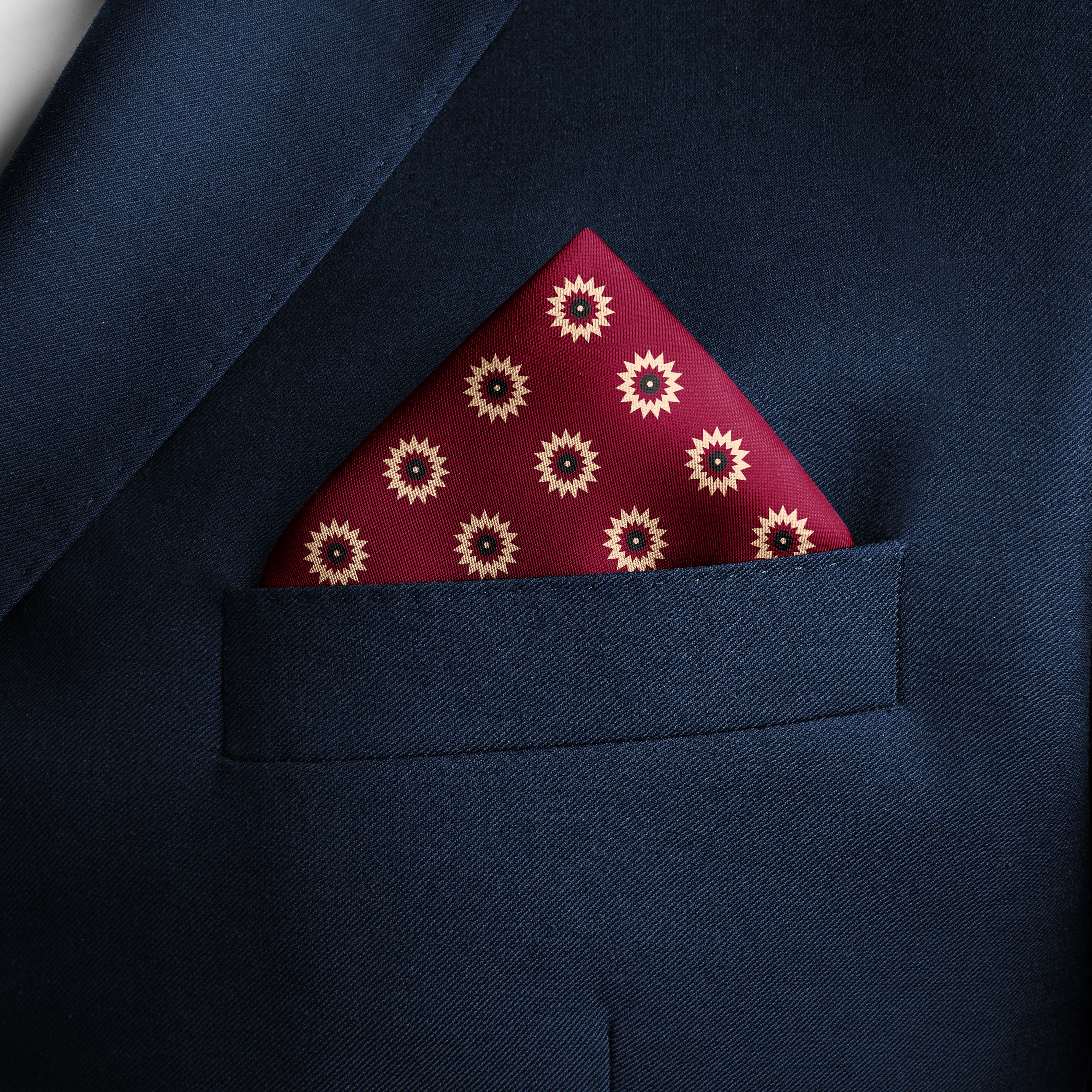 RED REVISABLE SILK POCKET SQUARE