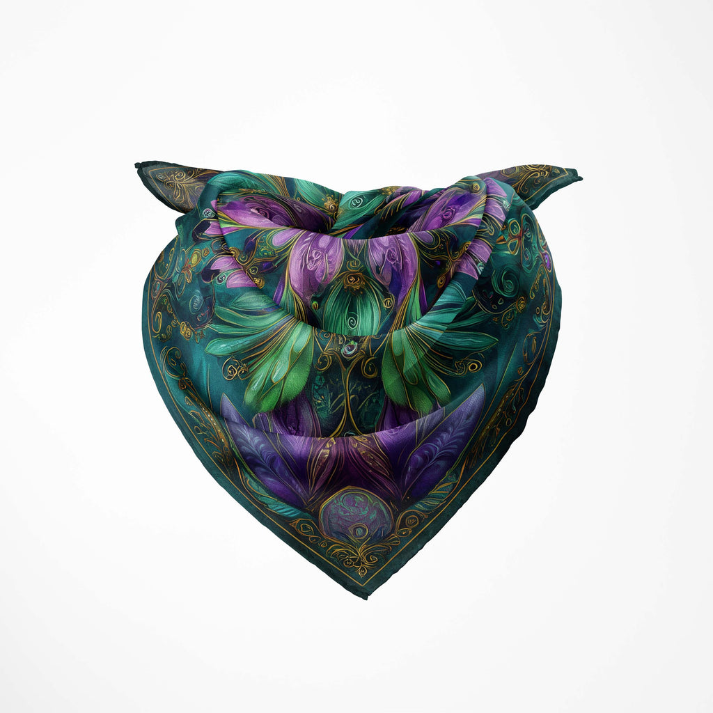 EMERALD BLOOM MANDALA SILK BANDANA